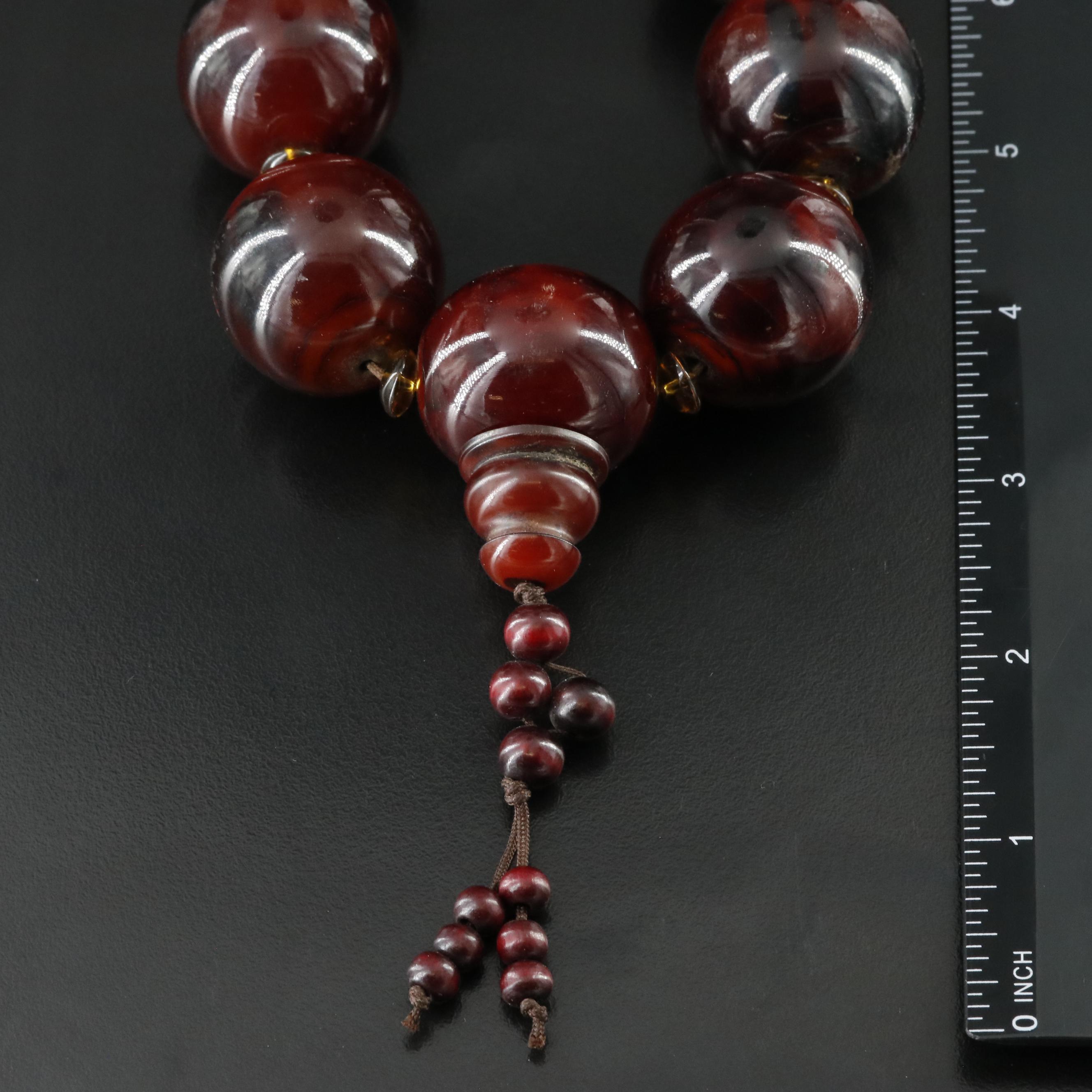 Horn and Glass Mala Bead Necklace