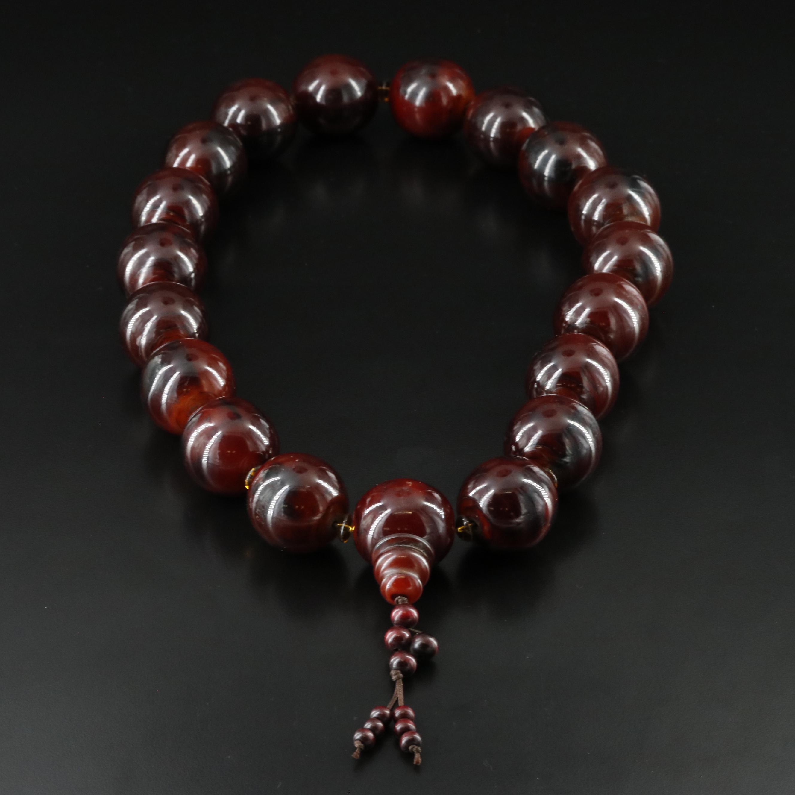 Horn and Glass Mala Bead Necklace