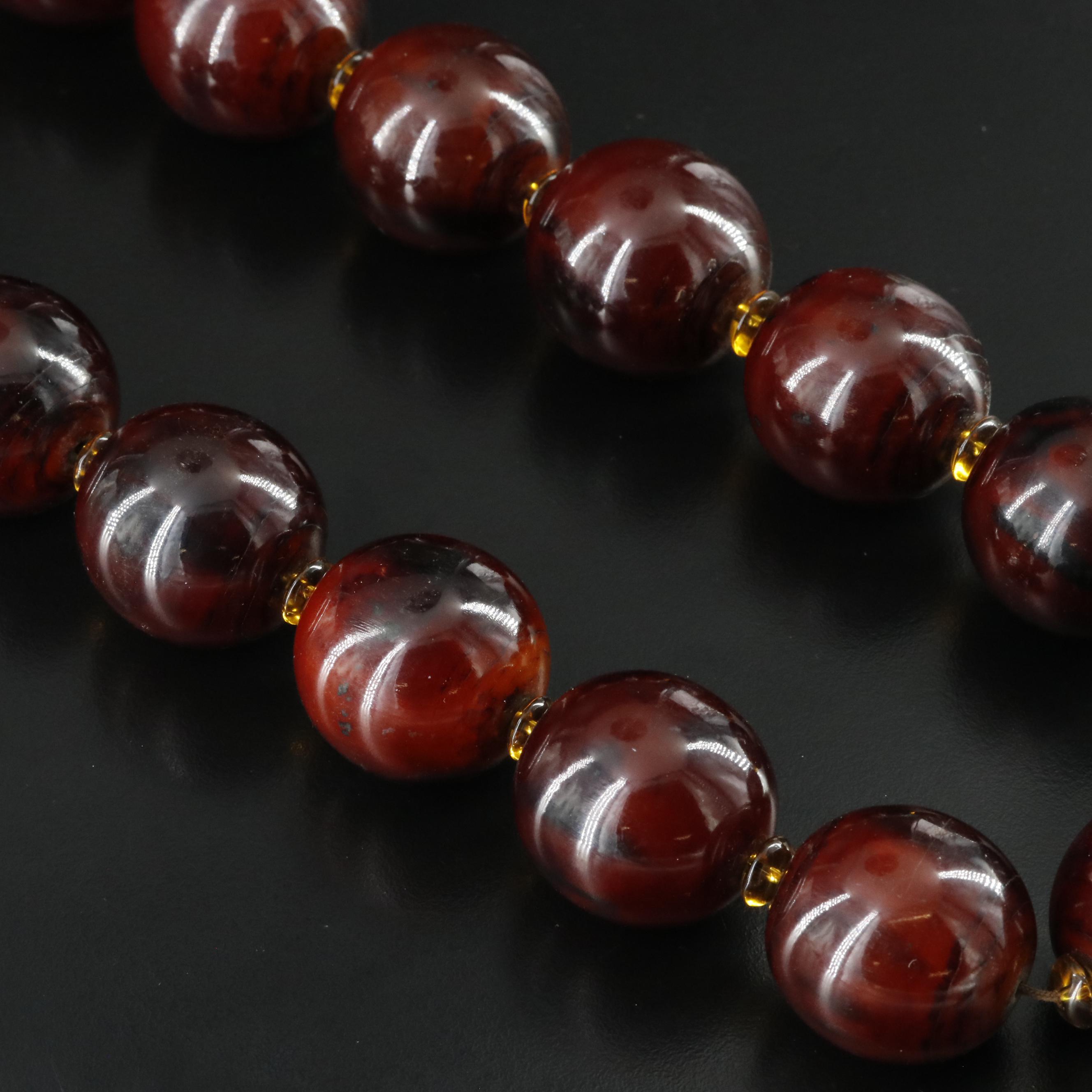 Horn and Glass Mala Bead Necklace