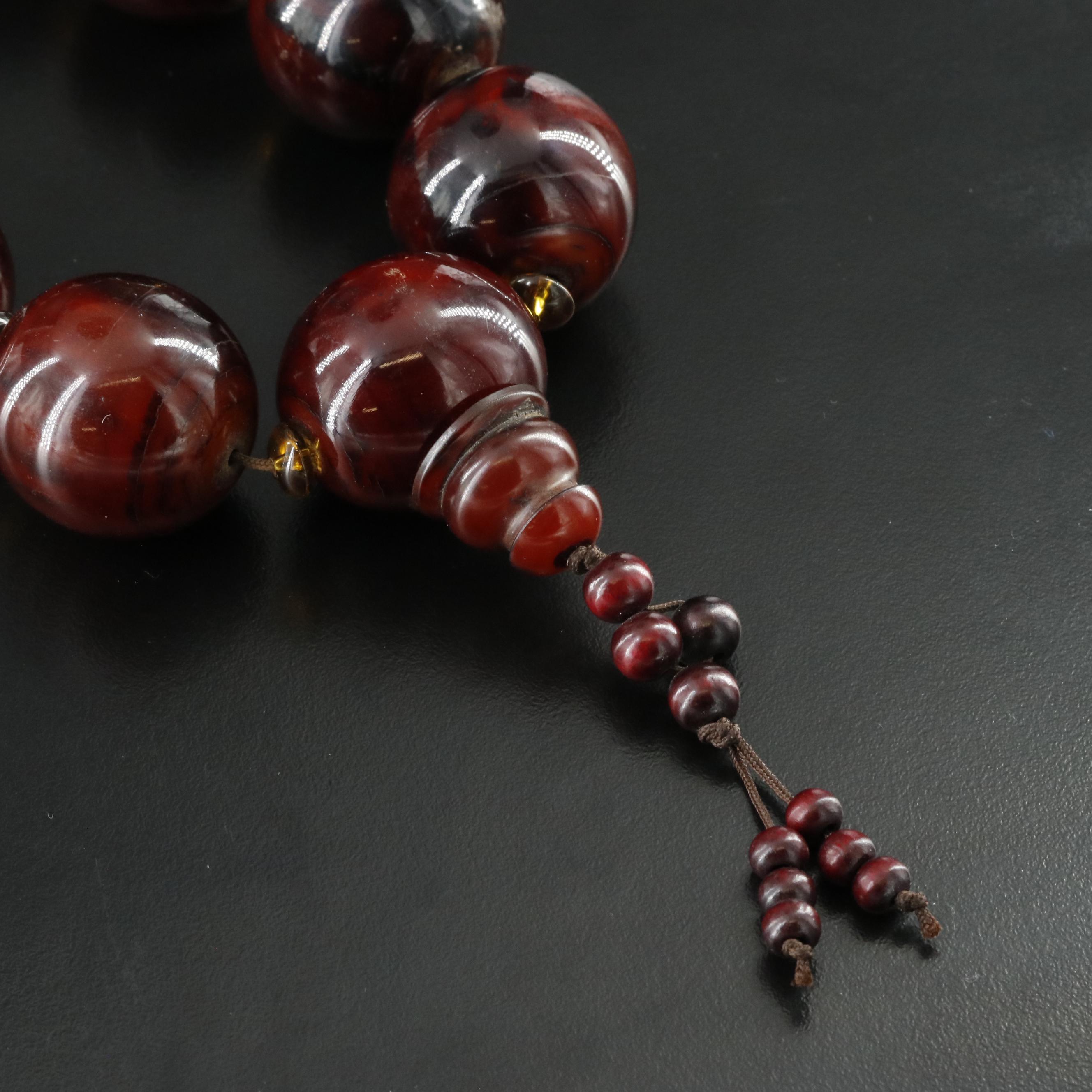 Horn and Glass Mala Bead Necklace