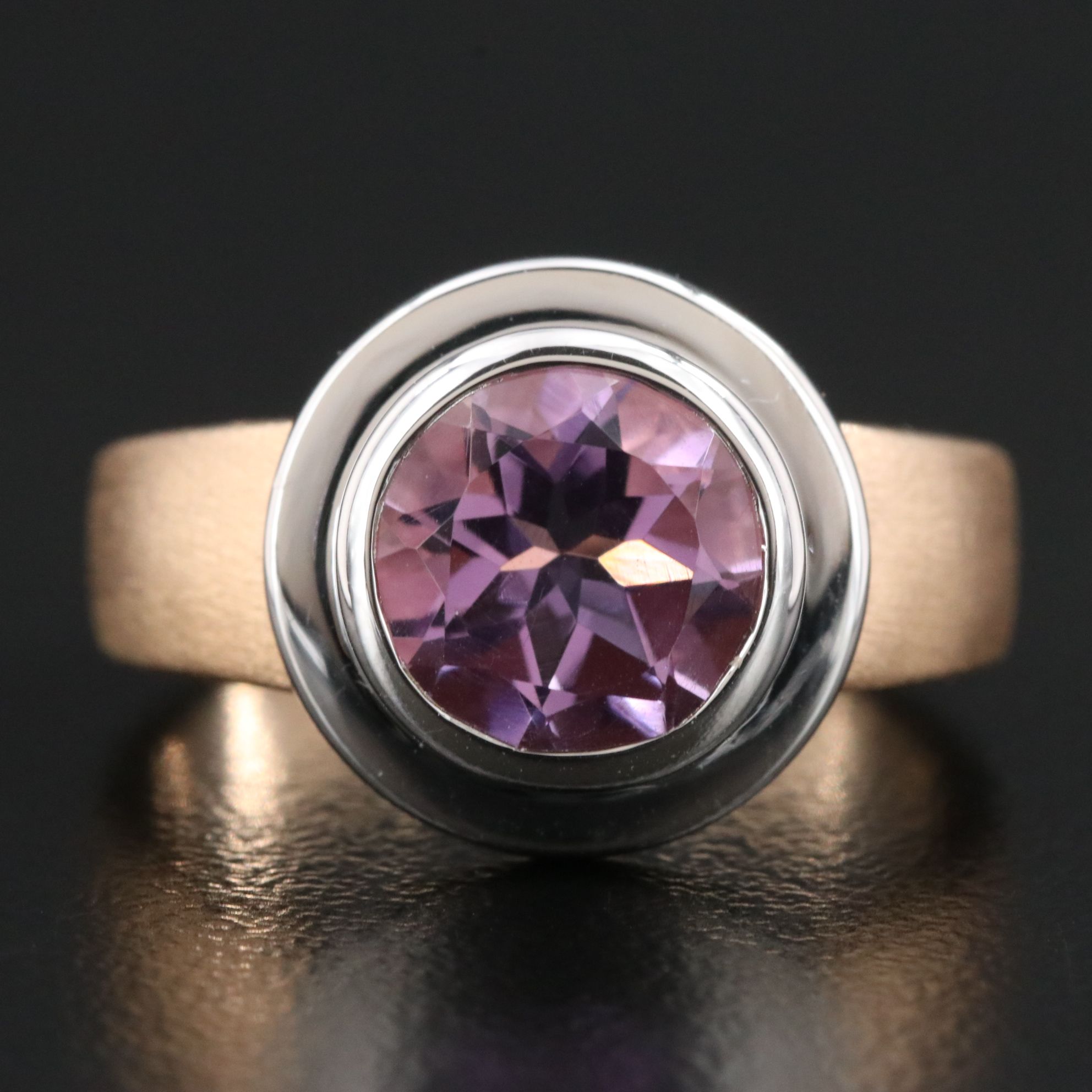 Sterling Two-Tone Amethyst Ring