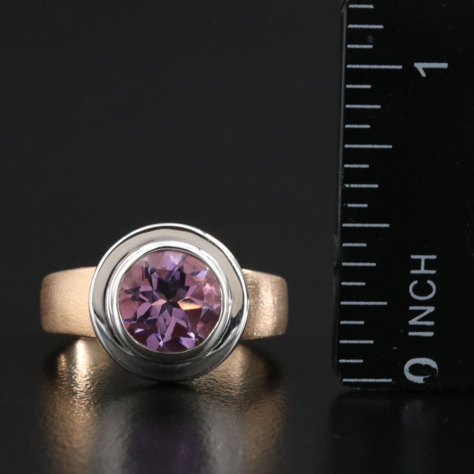 Sterling Two-Tone Amethyst Ring
