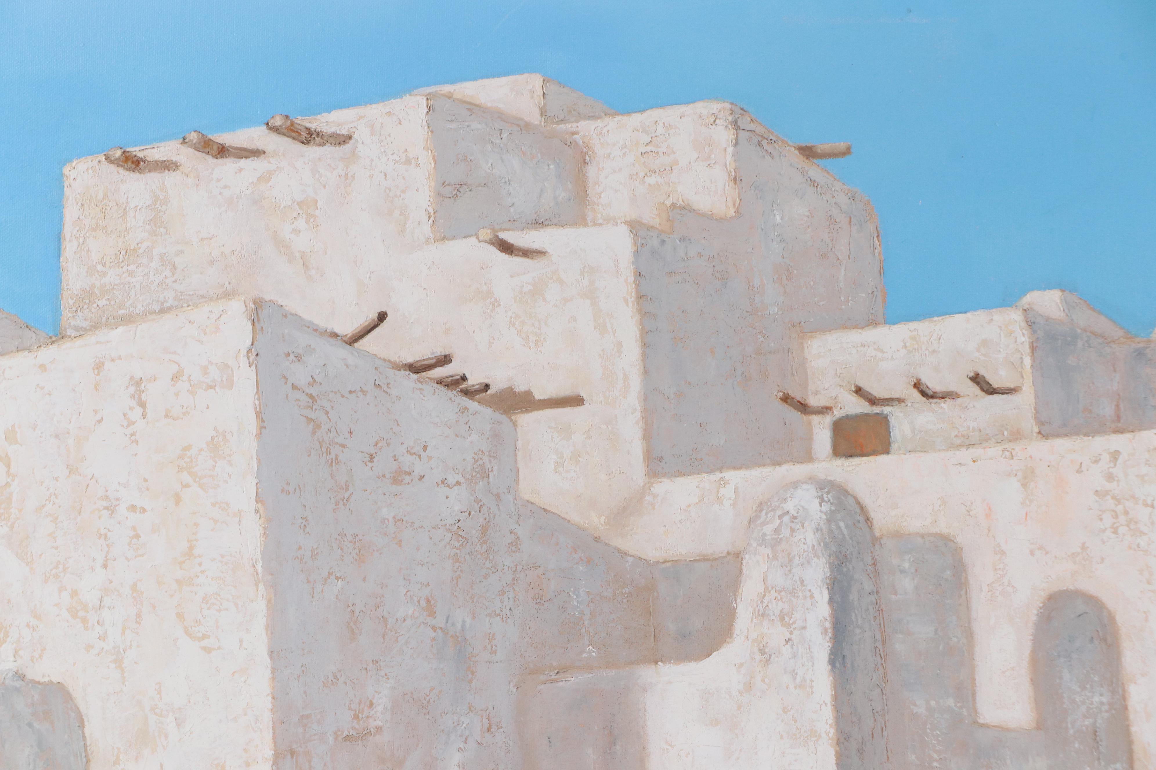 L. Freisen Wilson Oil Painting of Pueblo Building, Late 20th Century