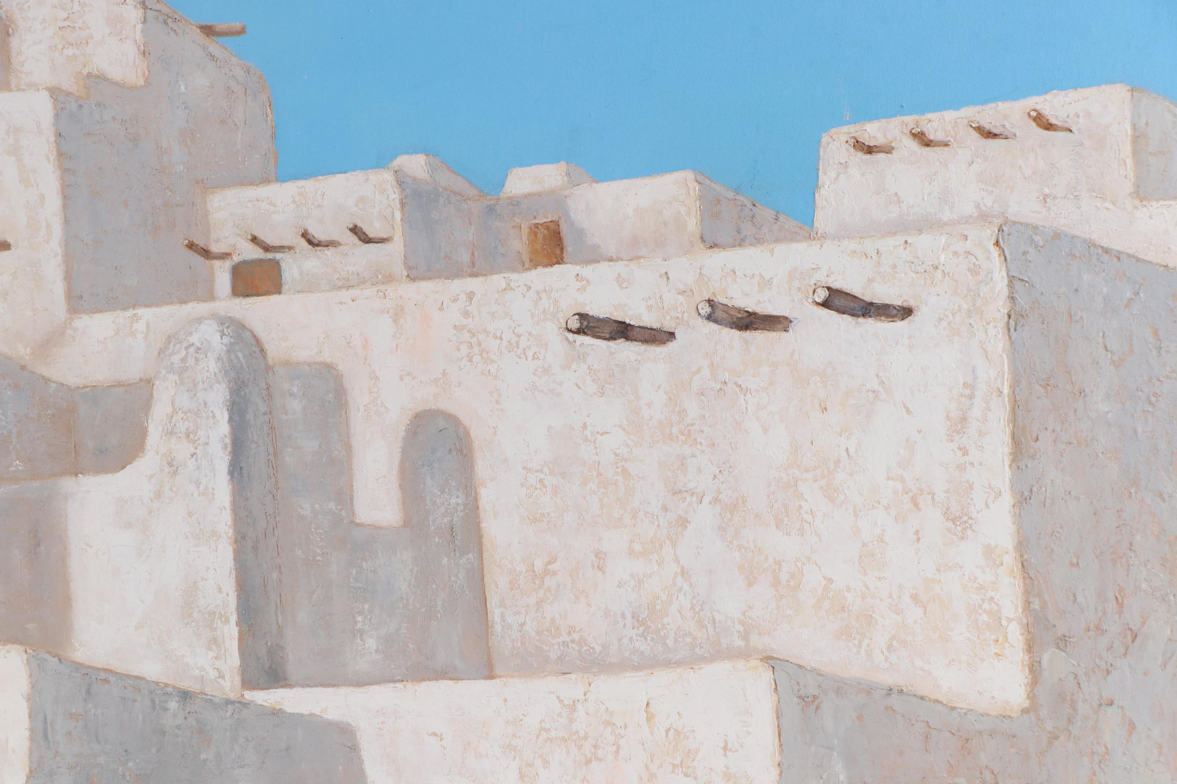 L. Freisen Wilson Oil Painting of Pueblo Building, Late 20th Century