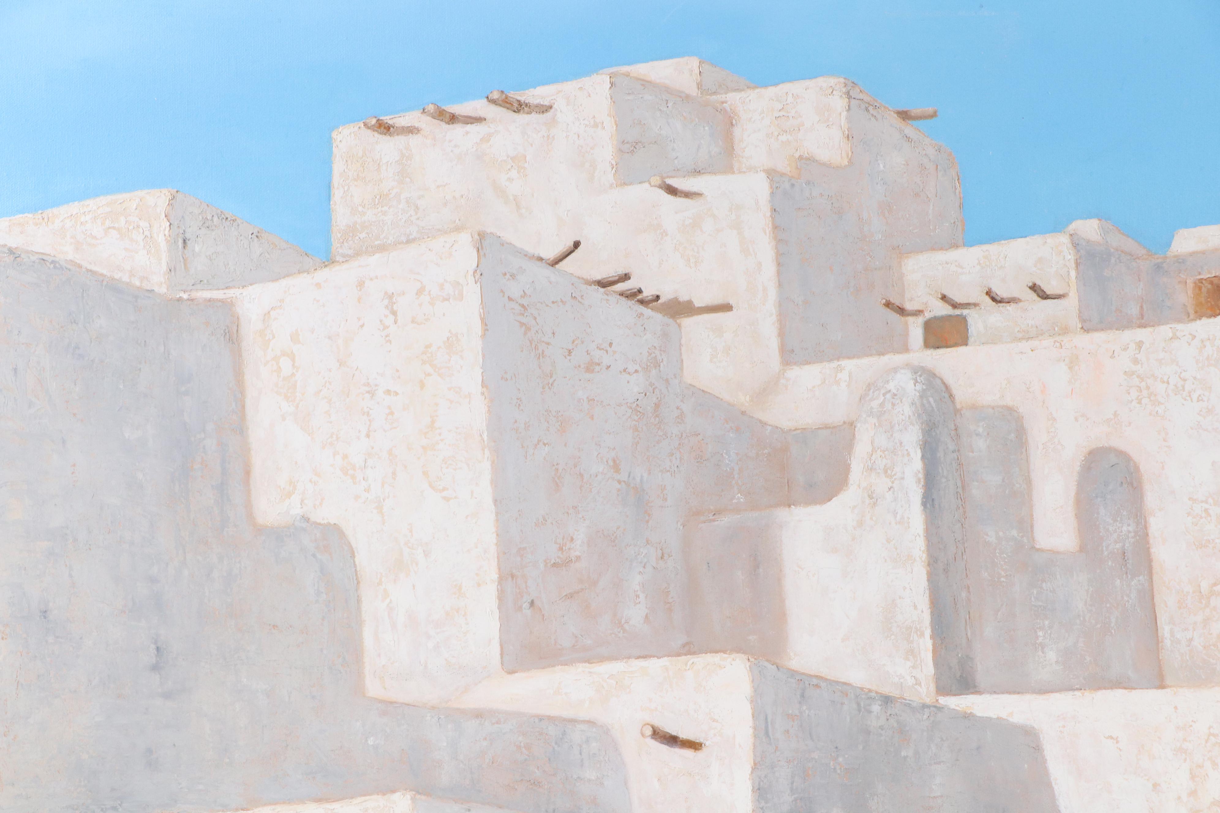 L. Freisen Wilson Oil Painting of Pueblo Building, Late 20th Century