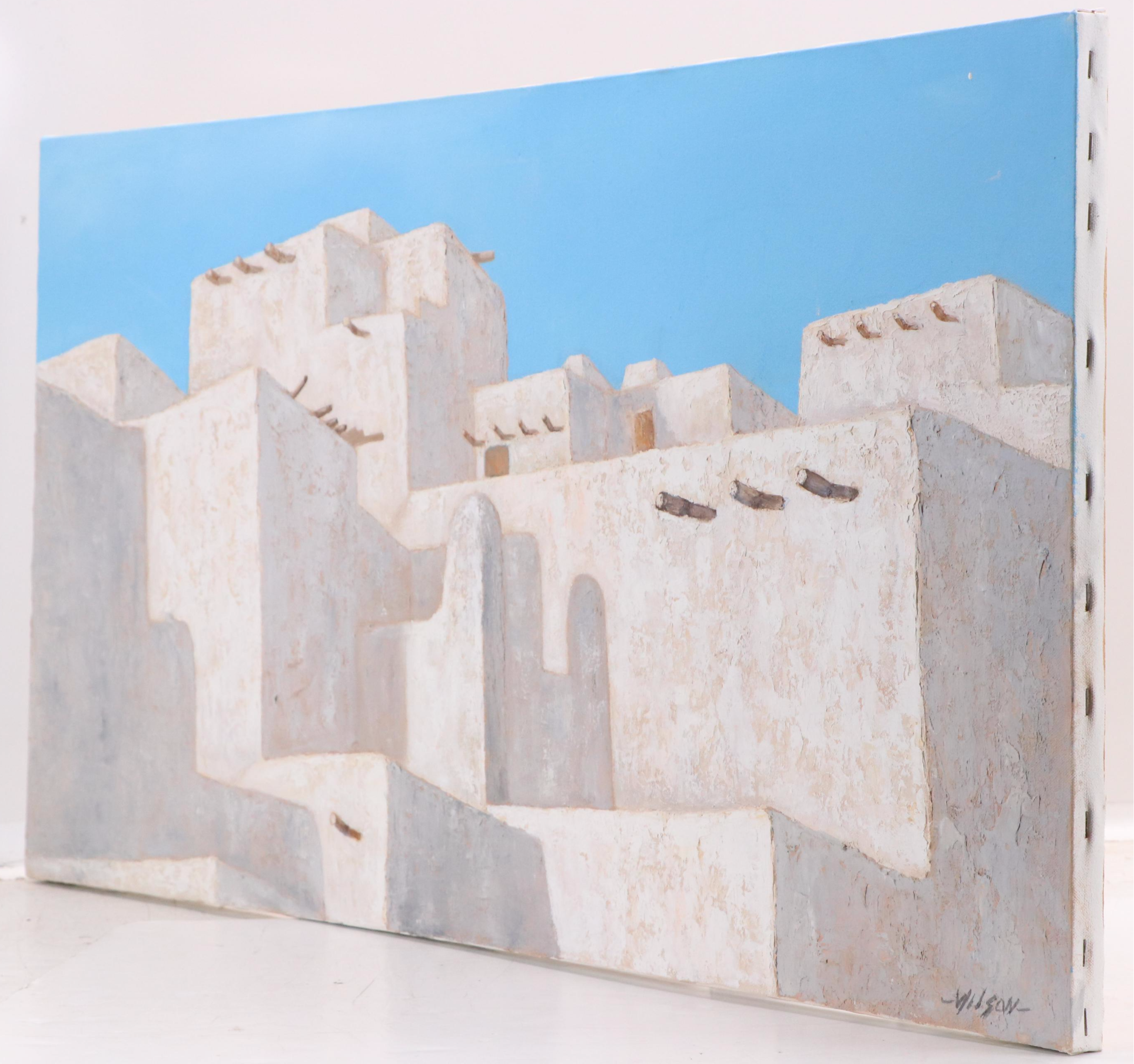 L. Freisen Wilson Oil Painting of Pueblo Building, Late 20th Century