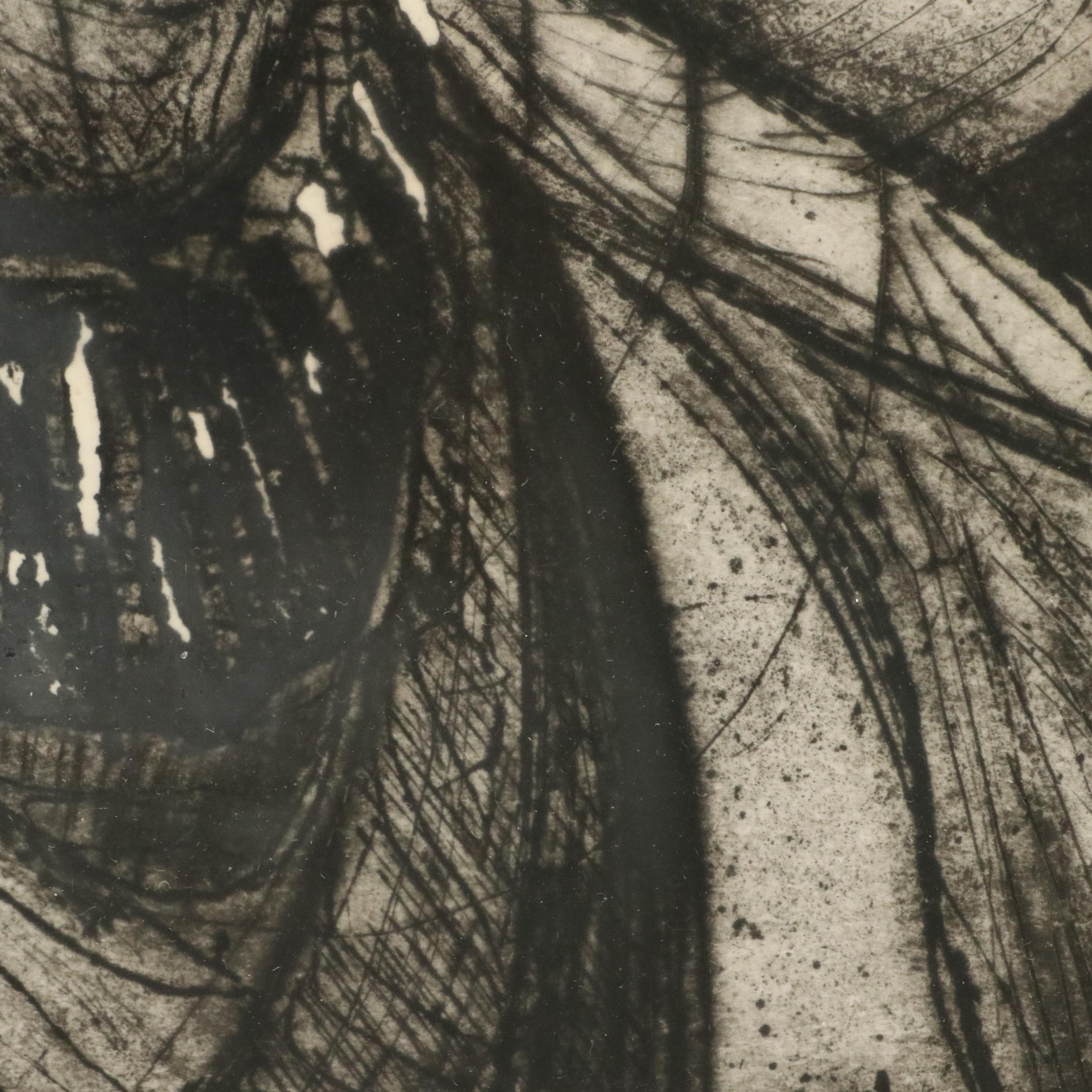 Ben Smith Etching With Aquatint Portrait of Veiled Figure, 1970