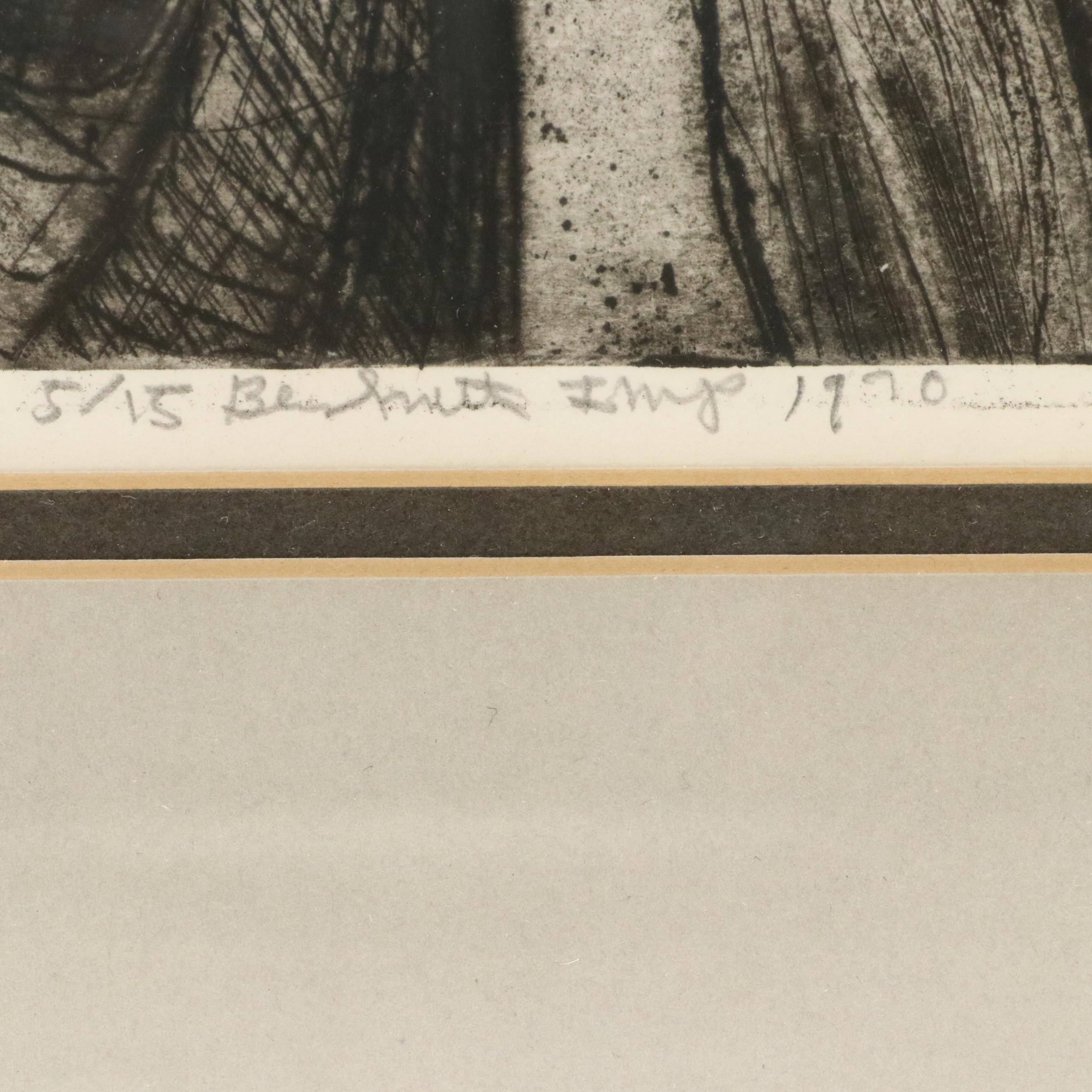 Ben Smith Etching With Aquatint Portrait of Veiled Figure, 1970