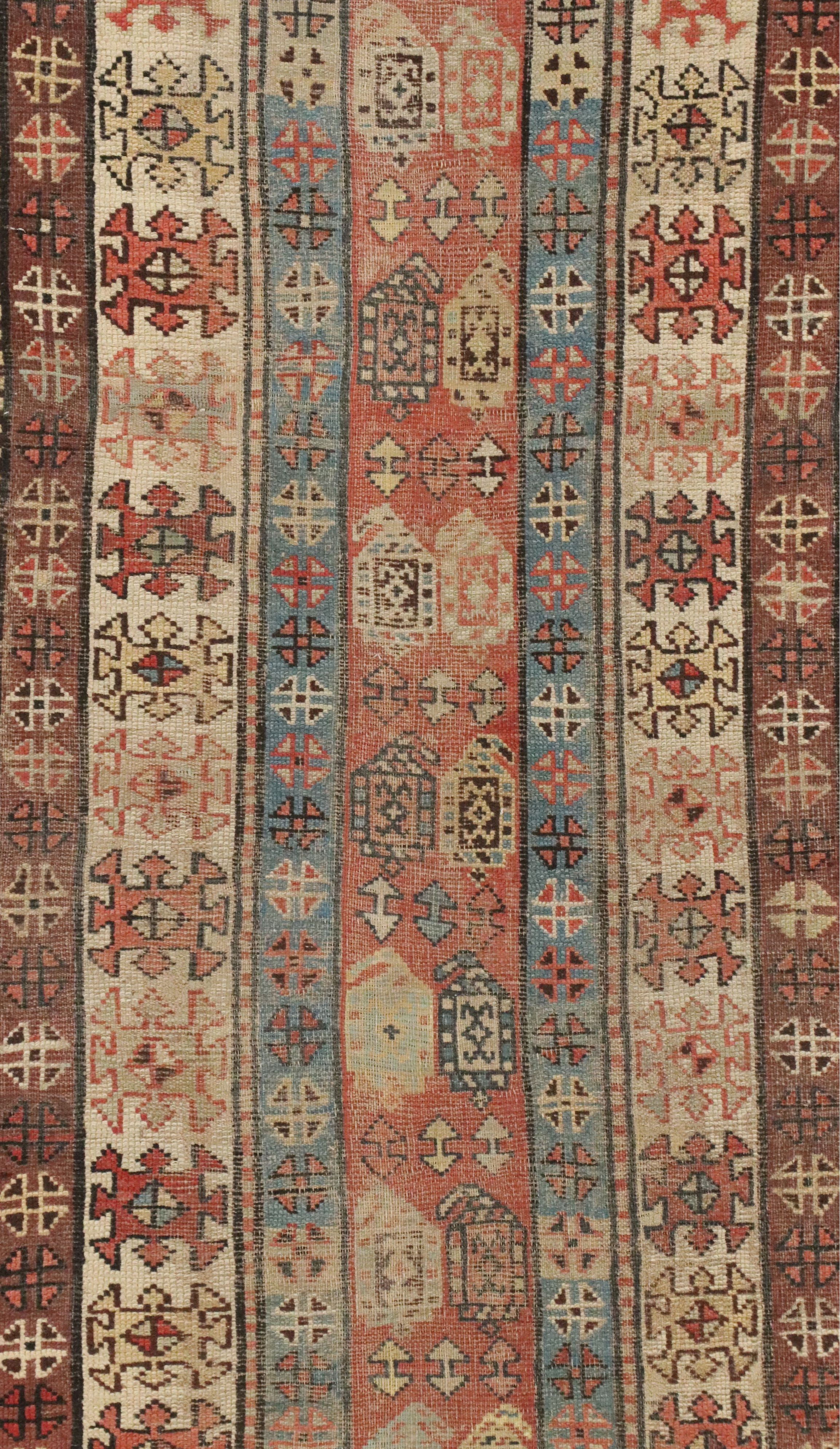 3'2 x 9'2 Hand-Knotted Caucasian Kazak Long Rug