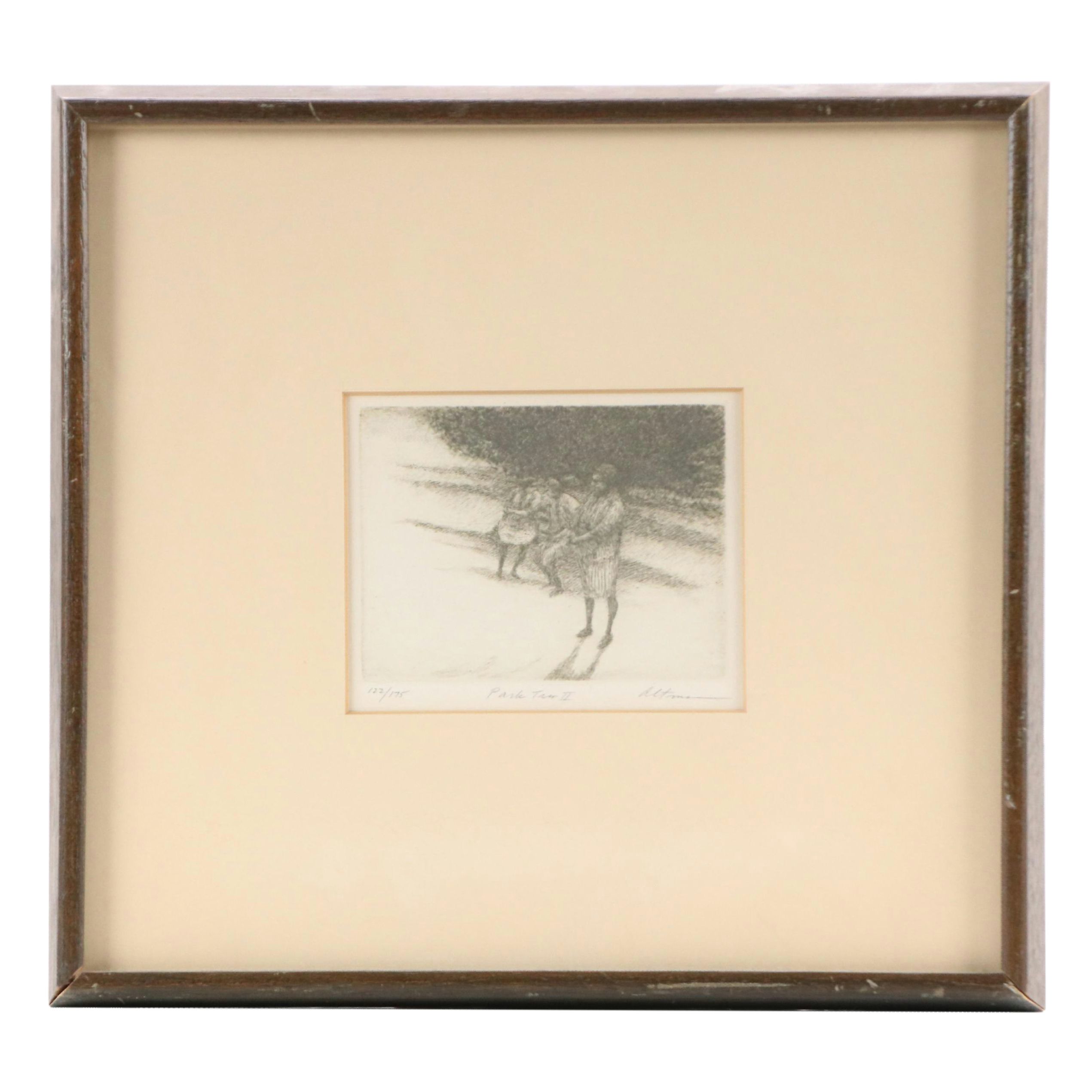 Harold Altman Etching "Park Trio II," Circa 1965
