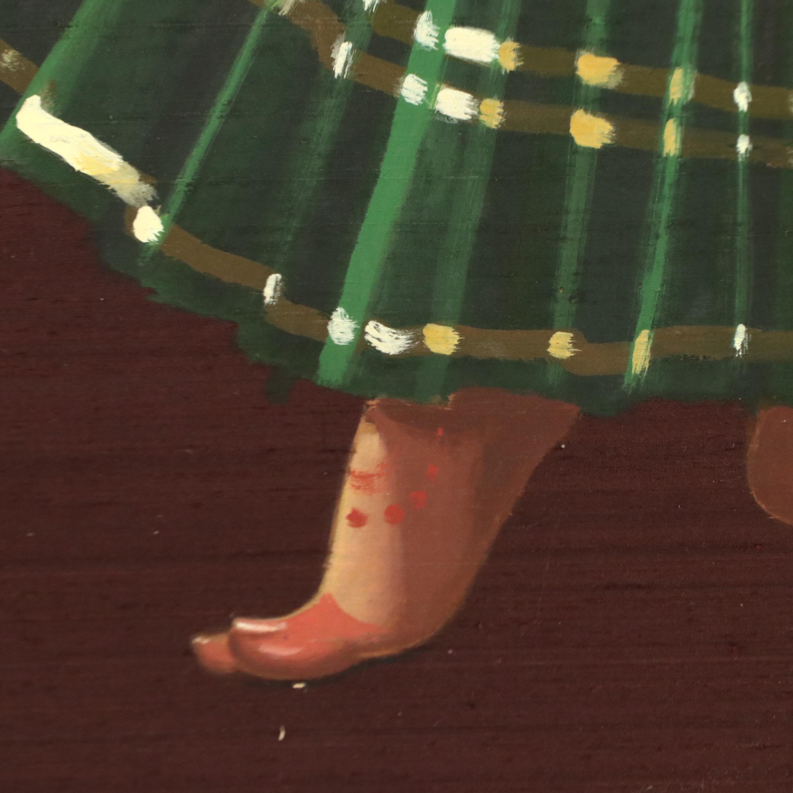 Acrylic Painting of Dancing Indian Woman Expressing With Mudras