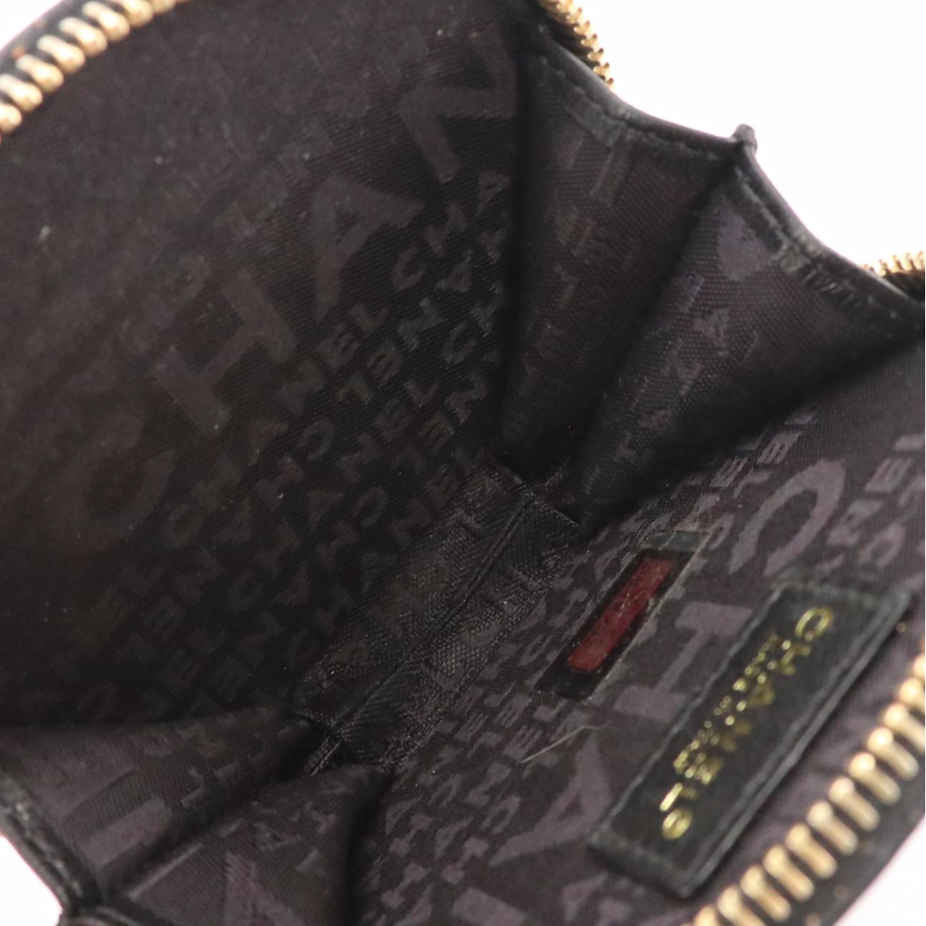 Chanel CC Camellia Flower Coin Purse in Black Lambskin Leather with Box