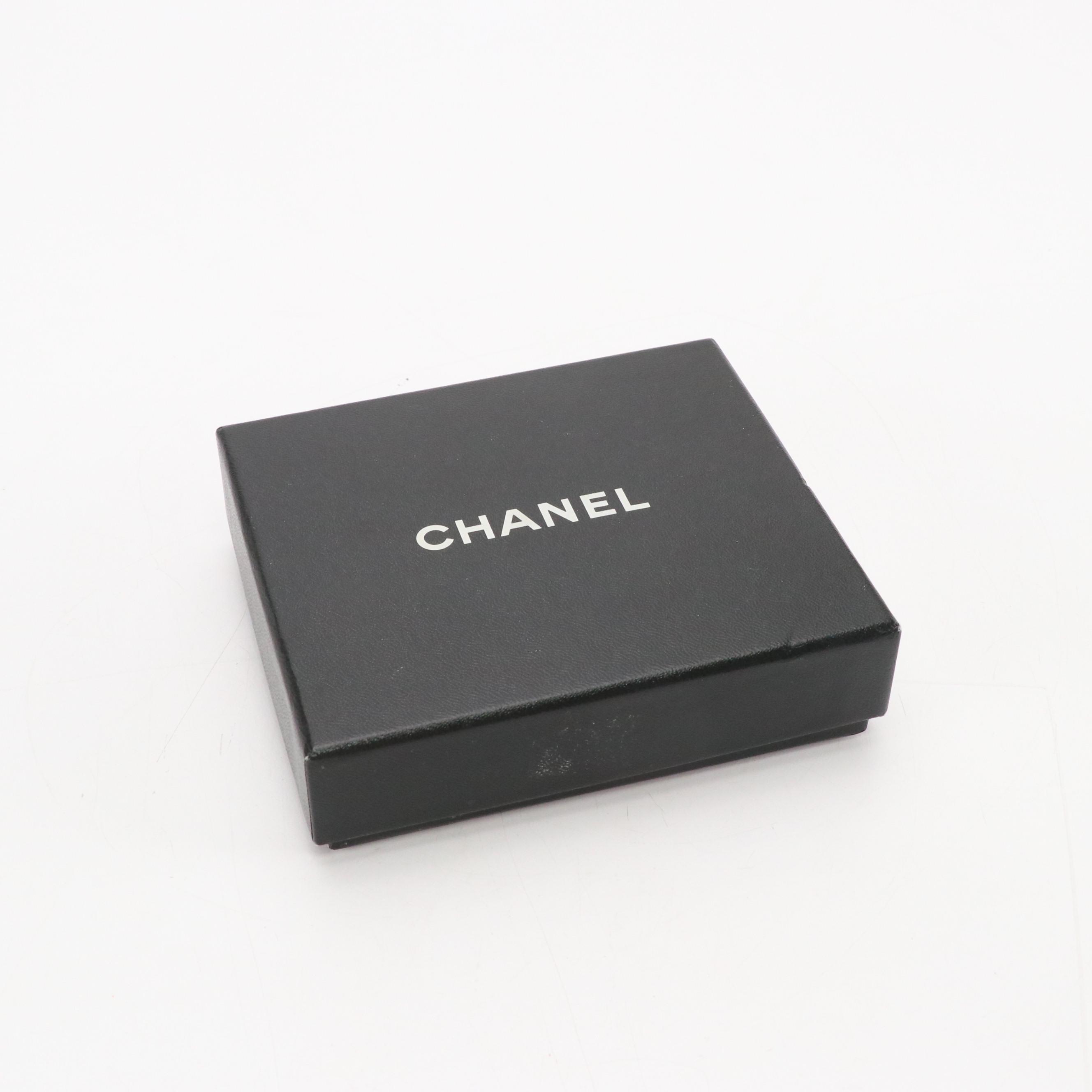 Chanel CC Camellia Flower Coin Purse in Black Lambskin Leather with Box