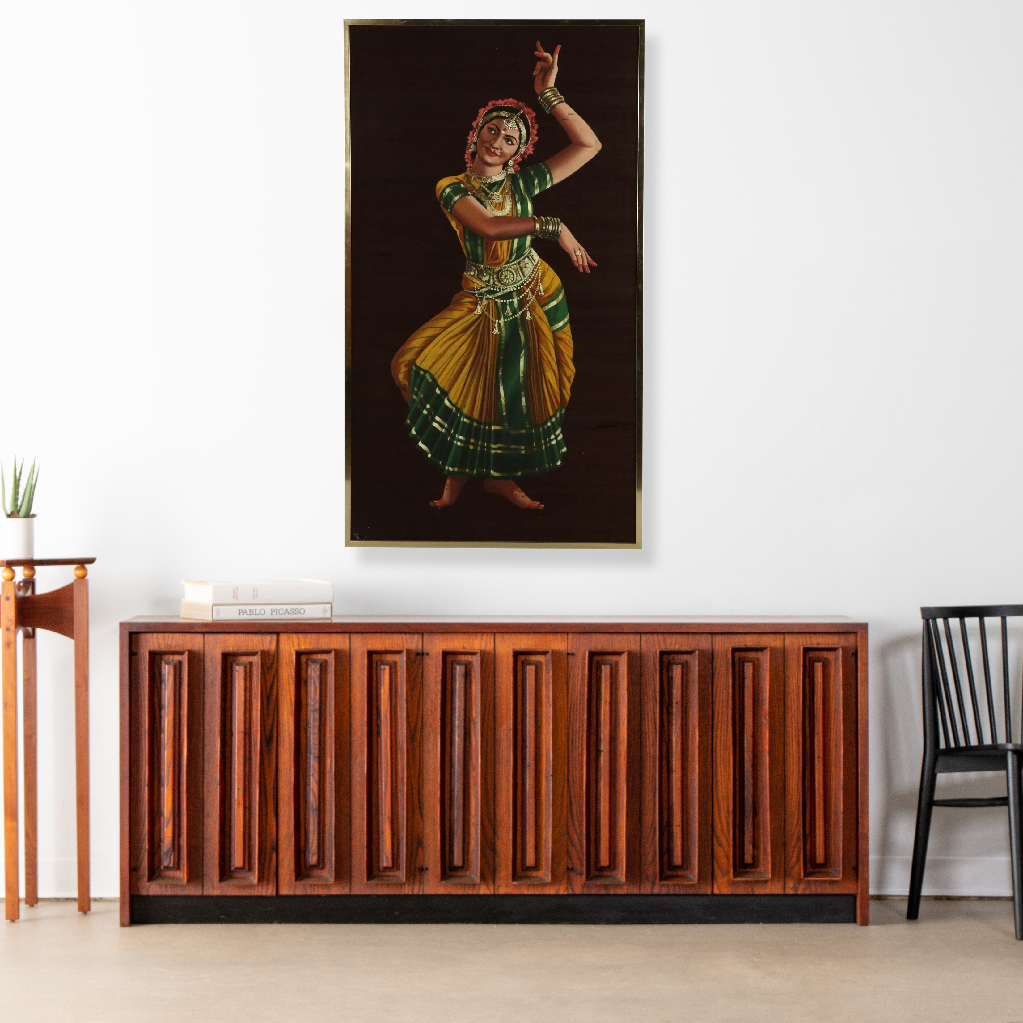 Acrylic Painting of Dancing Indian Woman Expressing With Mudras