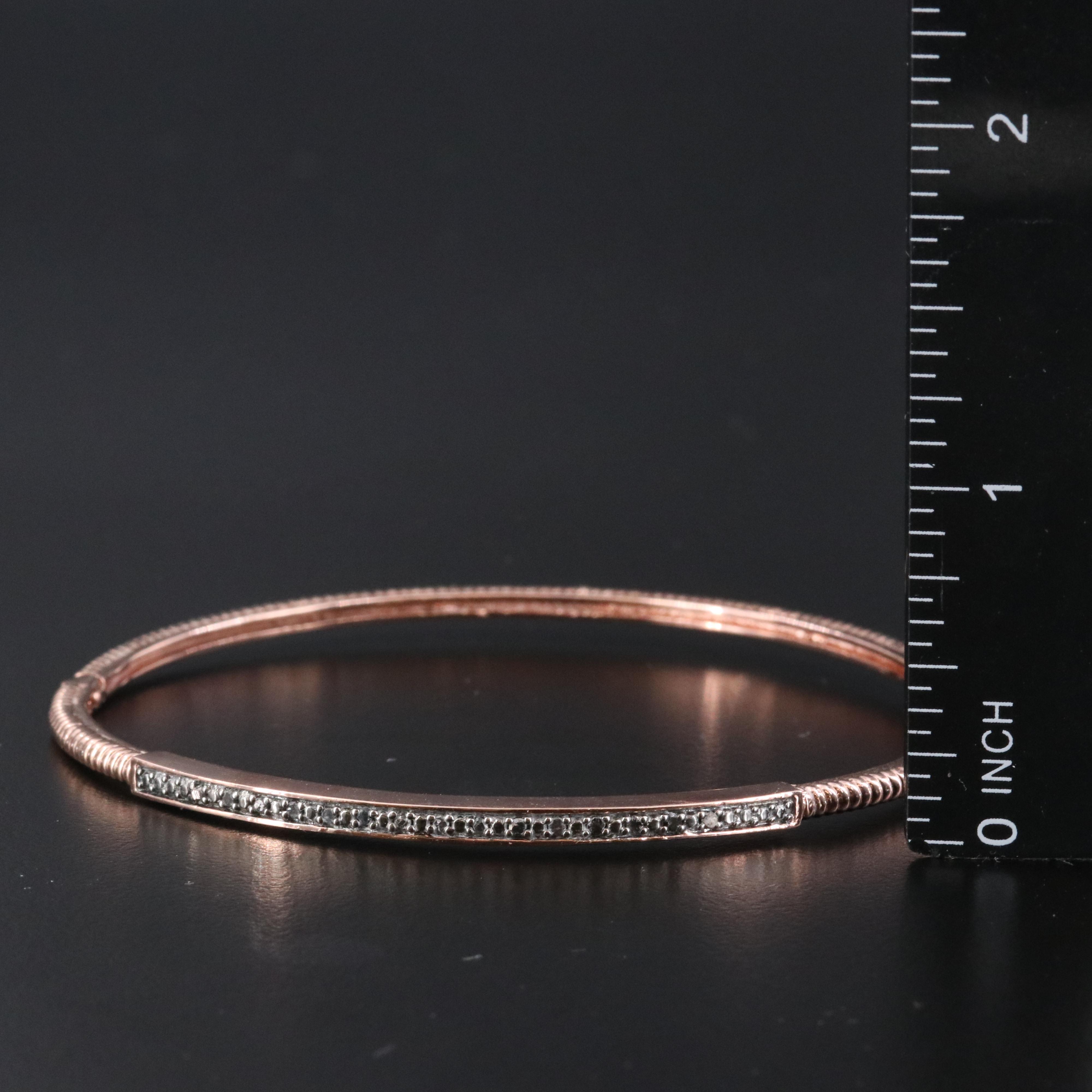 Sterling Fancy Diamond Hinged Bangle Bracelet
