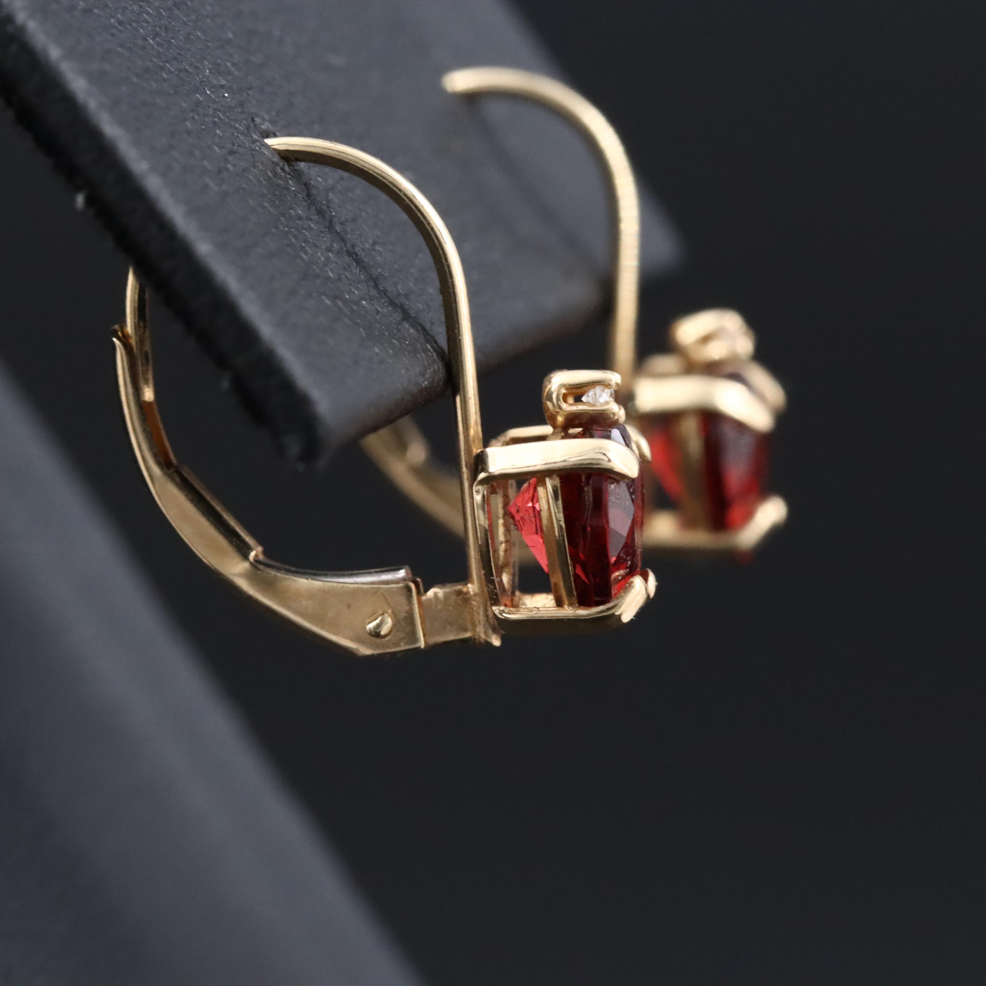 14K Garnet and Diamond Earrings