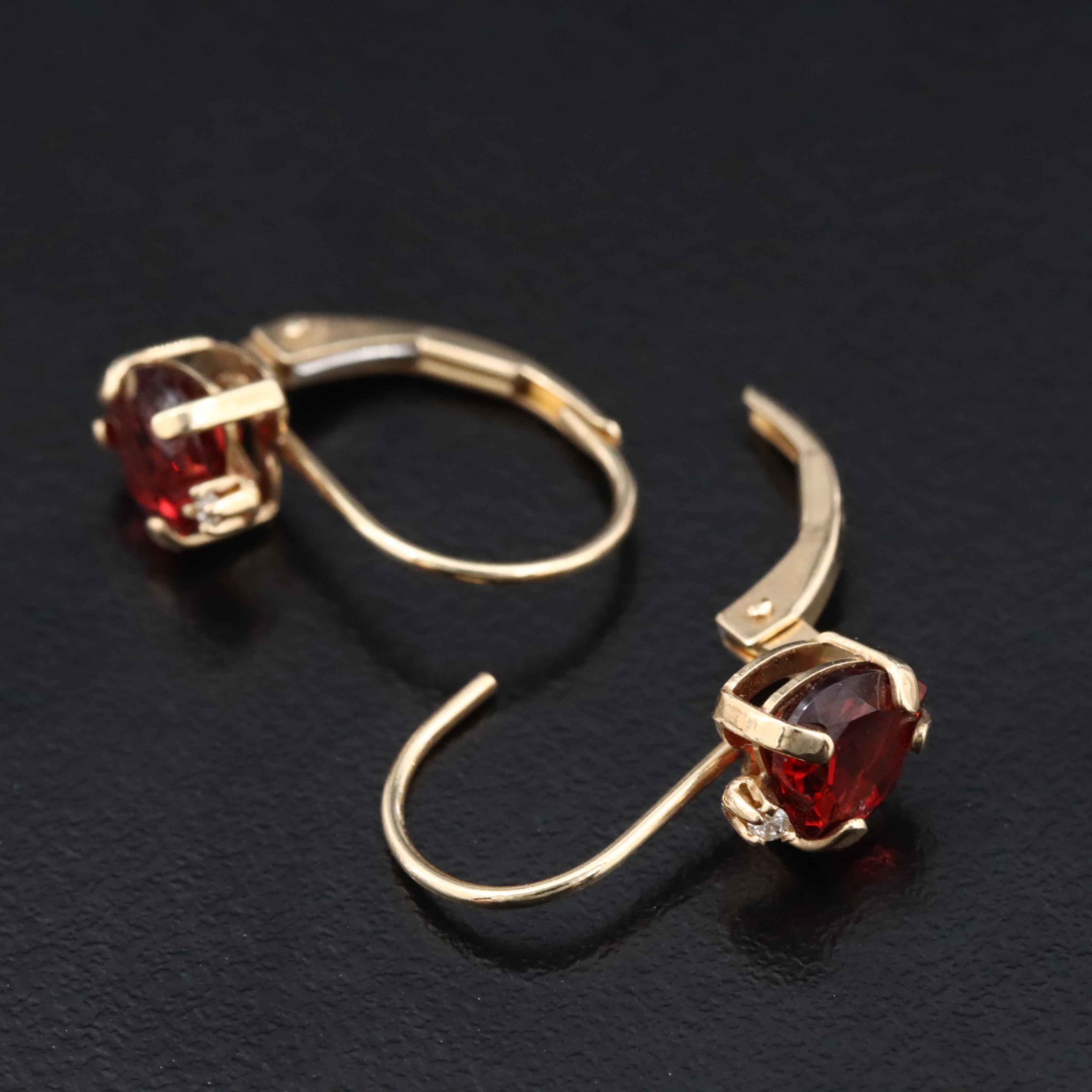 14K Garnet and Diamond Earrings