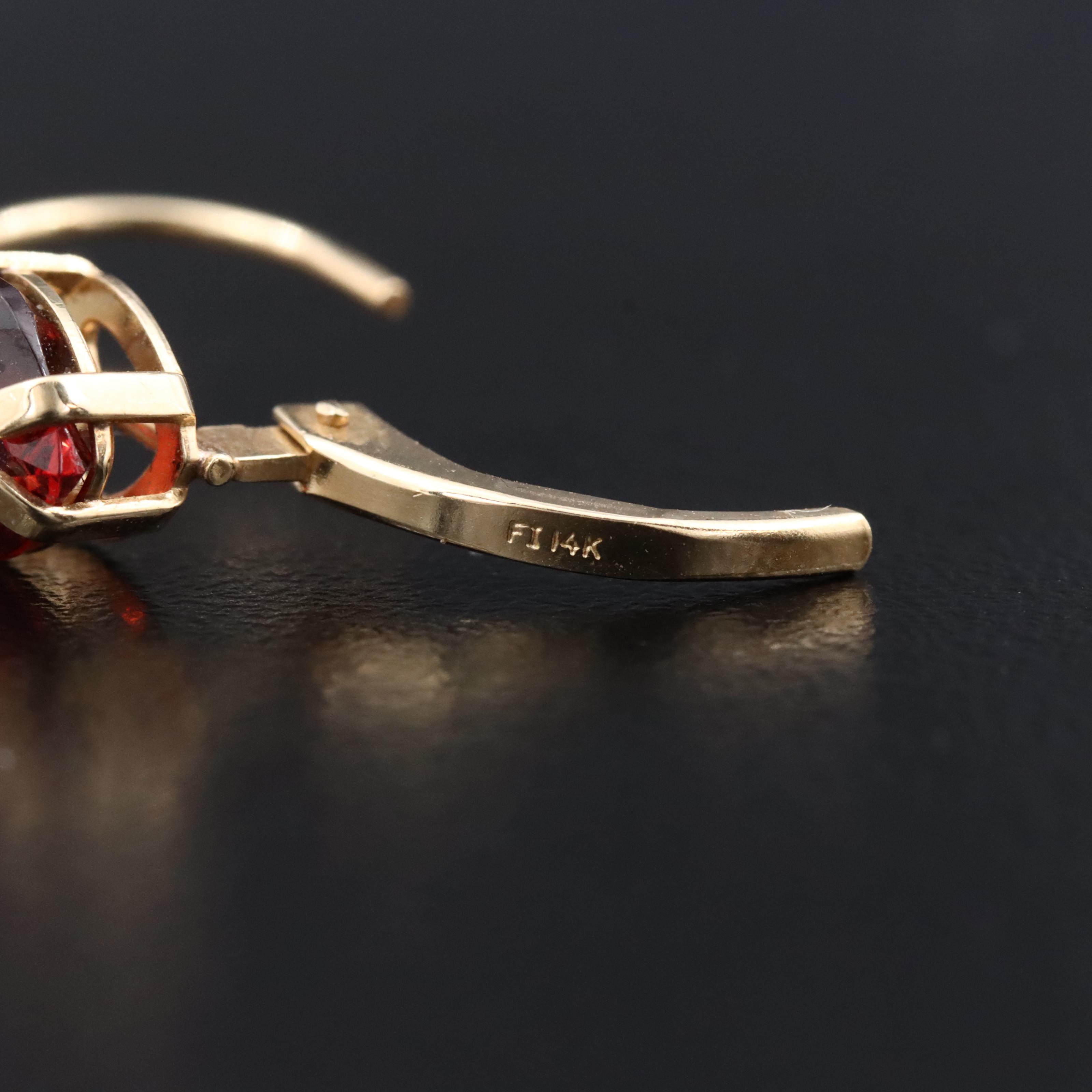 14K Garnet and Diamond Earrings