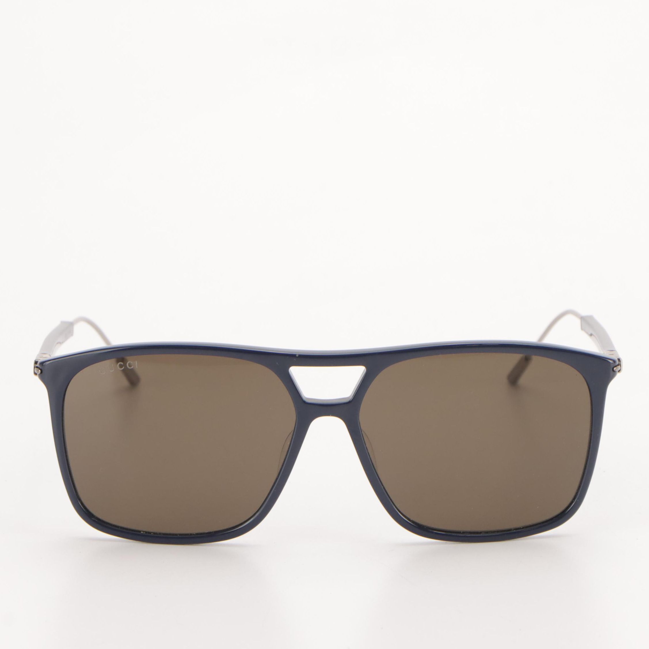 Gucci GG1270S Blue Square Ruthenium Framed Pilot Sunglasses with Case