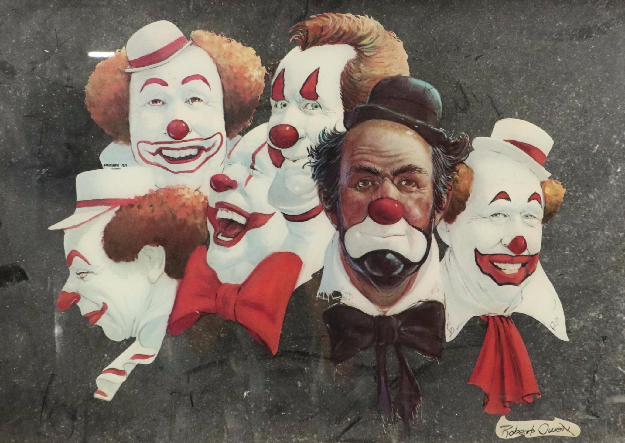 Clown-Themed Offset Lithograph Wall Mirror After Robert Owen