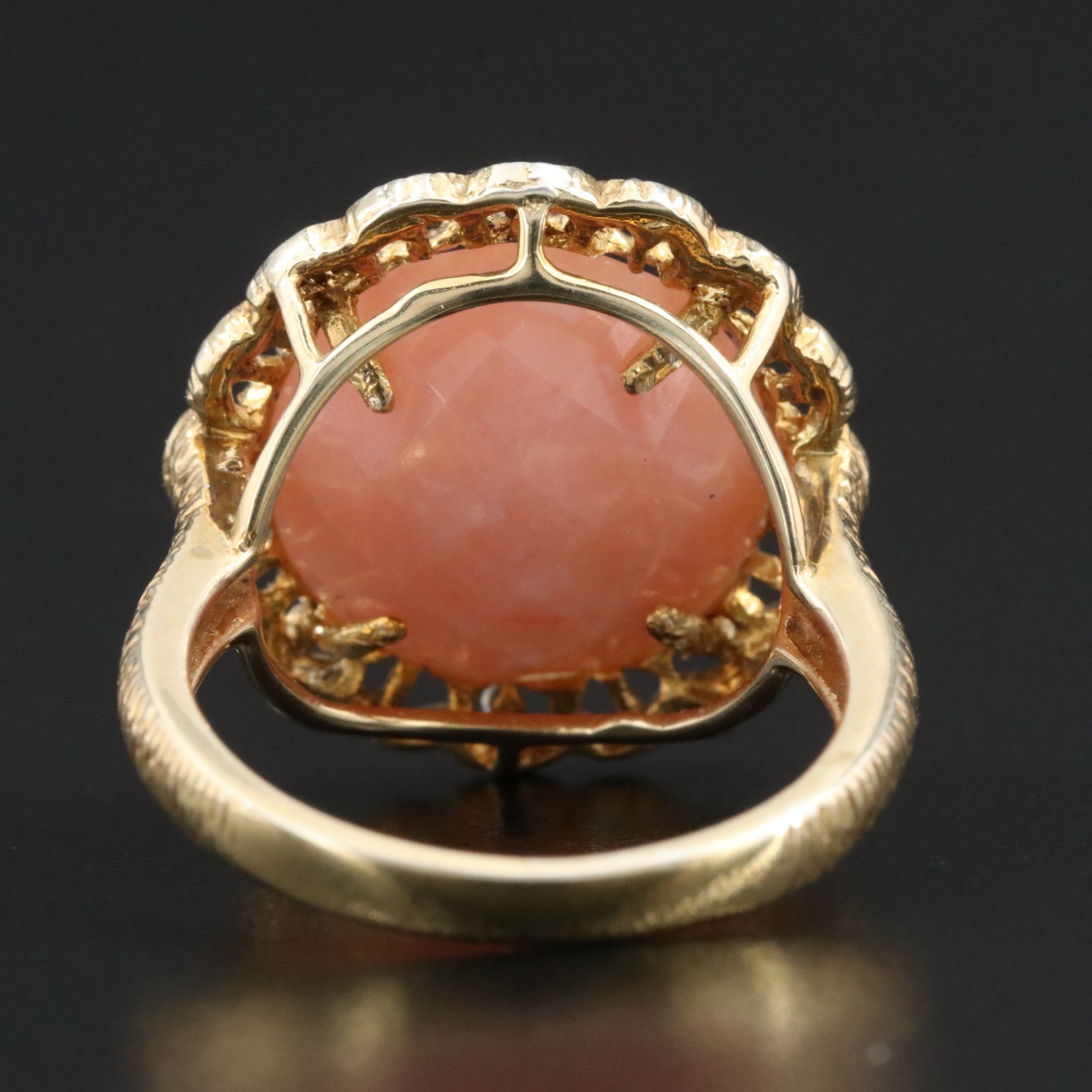 Sterling Pink Opal and Diamond Ring