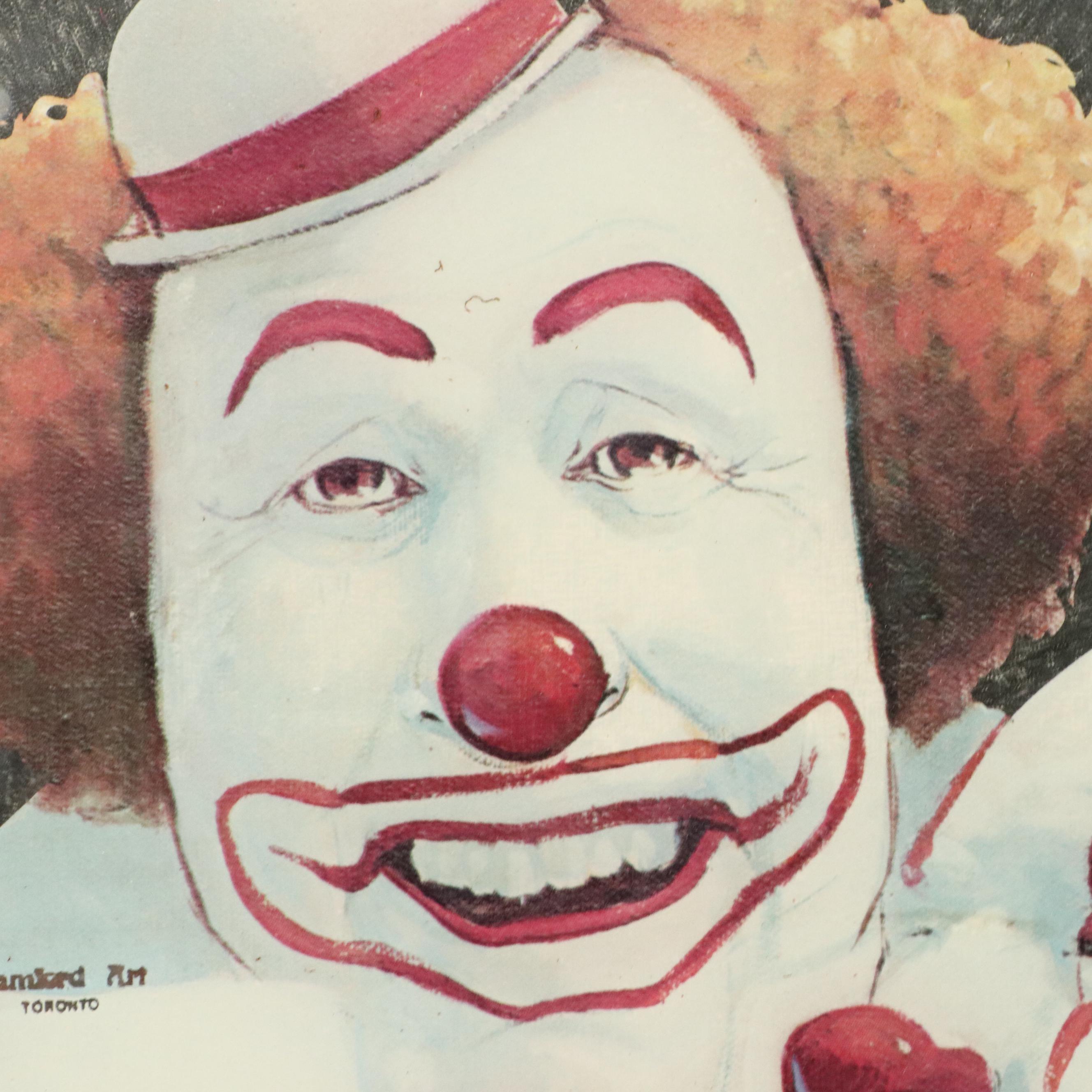 Clown-Themed Offset Lithograph Wall Mirror After Robert Owen