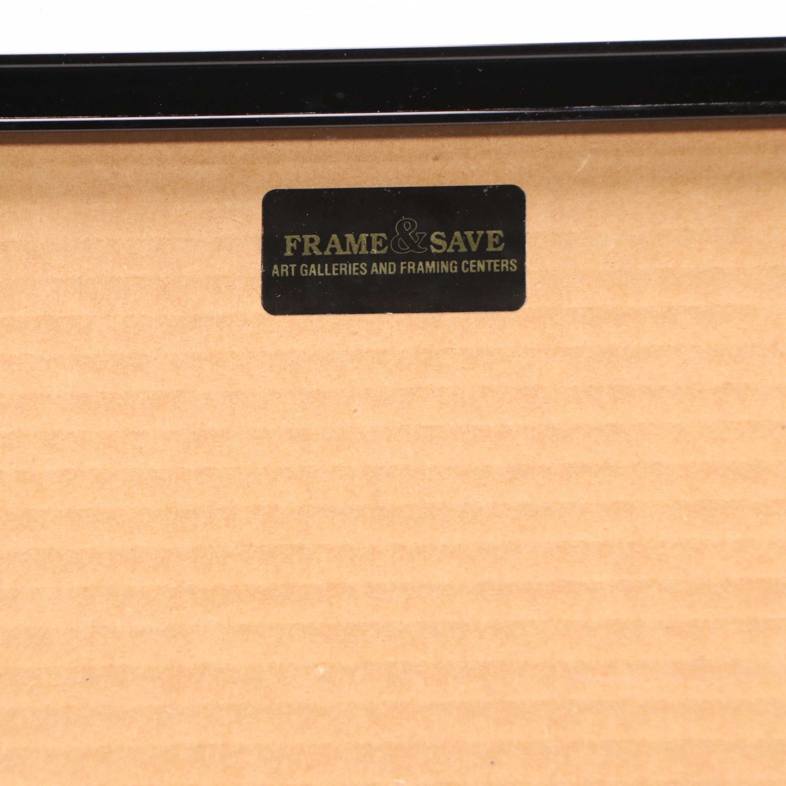 J. P. Olmes Watercolor Painting of Downtown Streetscape, 1951