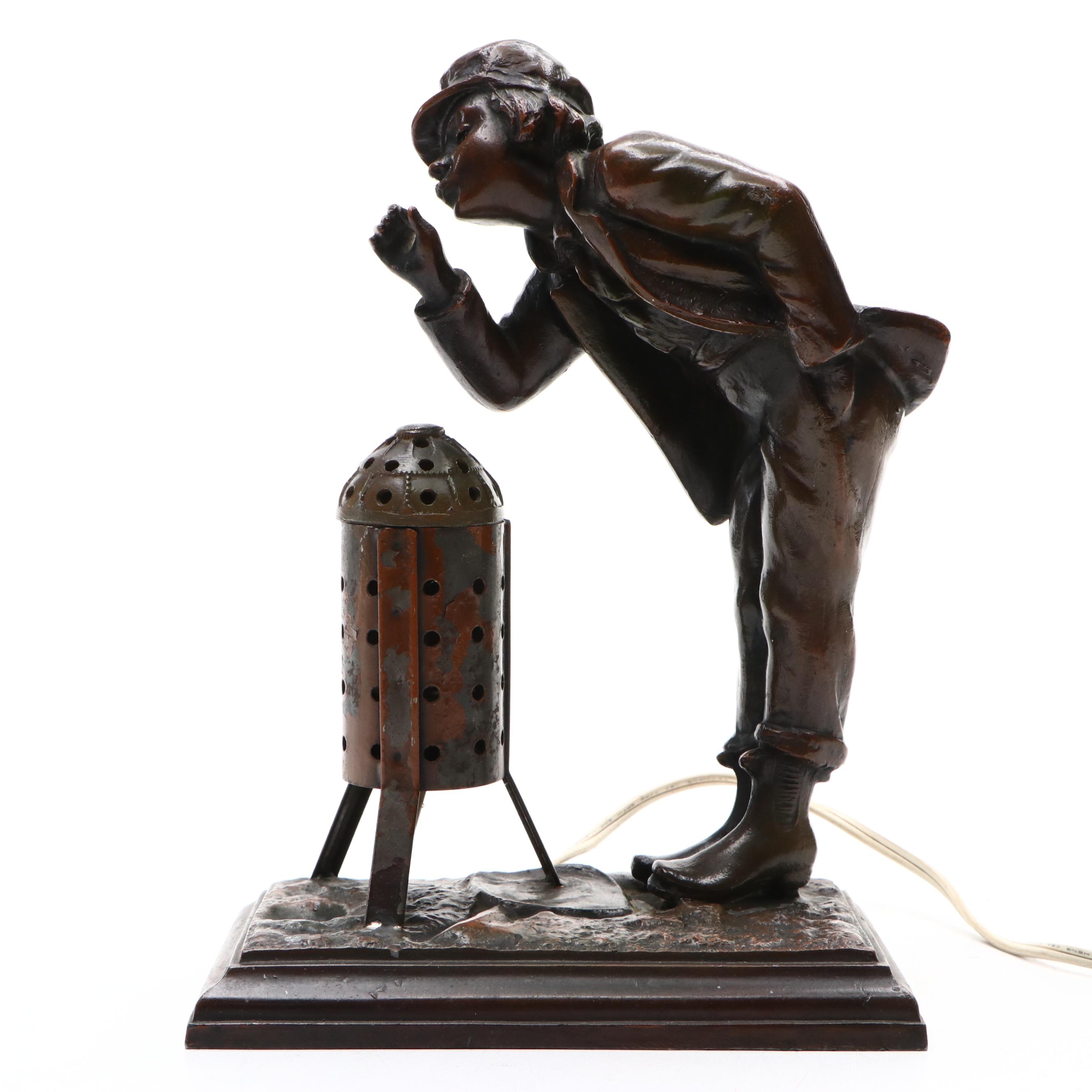 Bronze Finish Sculpture Table Lamp After Aristide de Ranieri