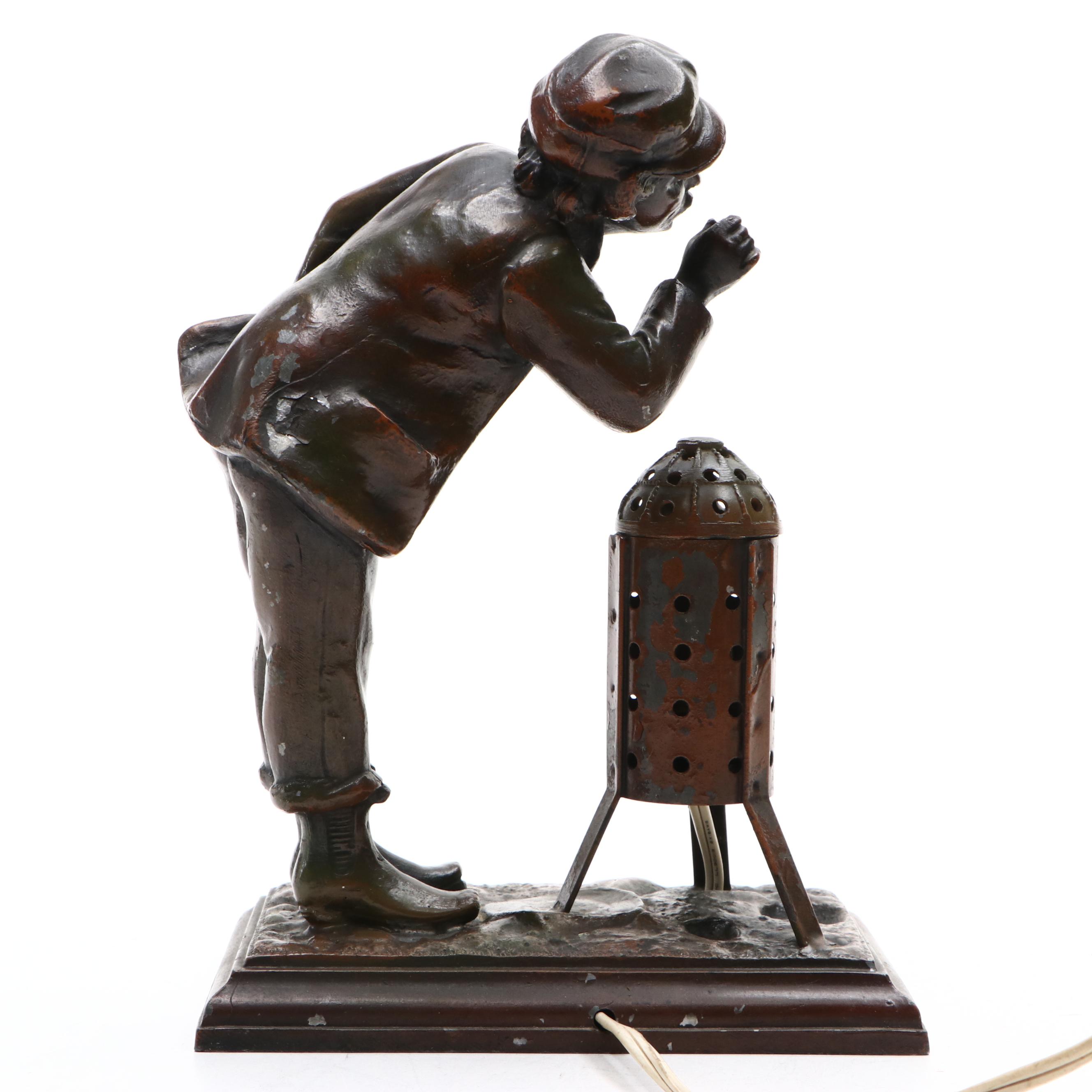 Bronze Finish Sculpture Table Lamp After Aristide de Ranieri