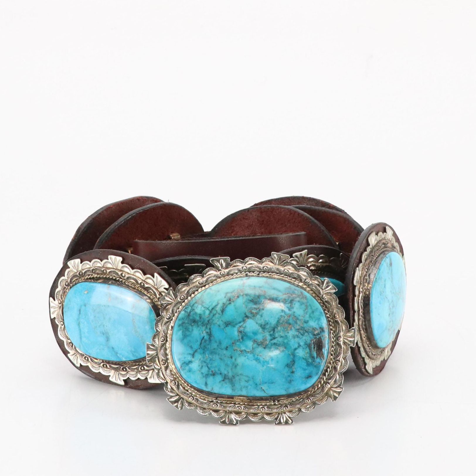 Southwestern Style Turquoise and Leather Concho Belt