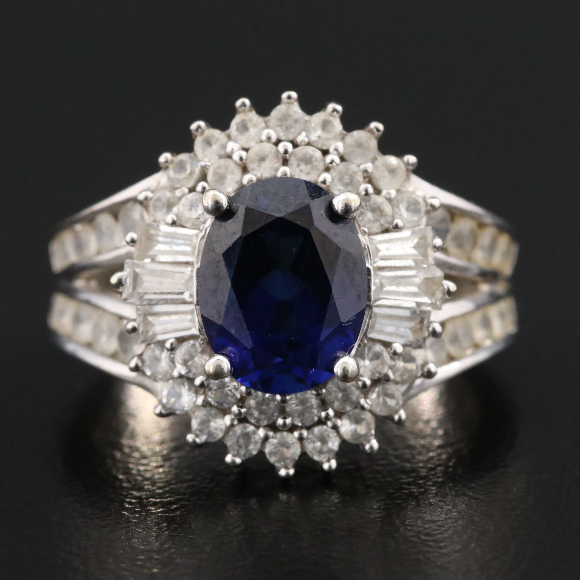 10K Sapphire and White Sapphire Ring