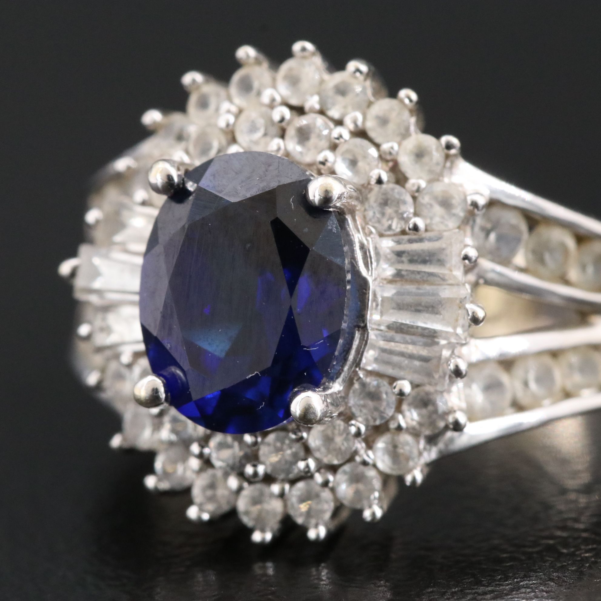 10K Sapphire and White Sapphire Ring