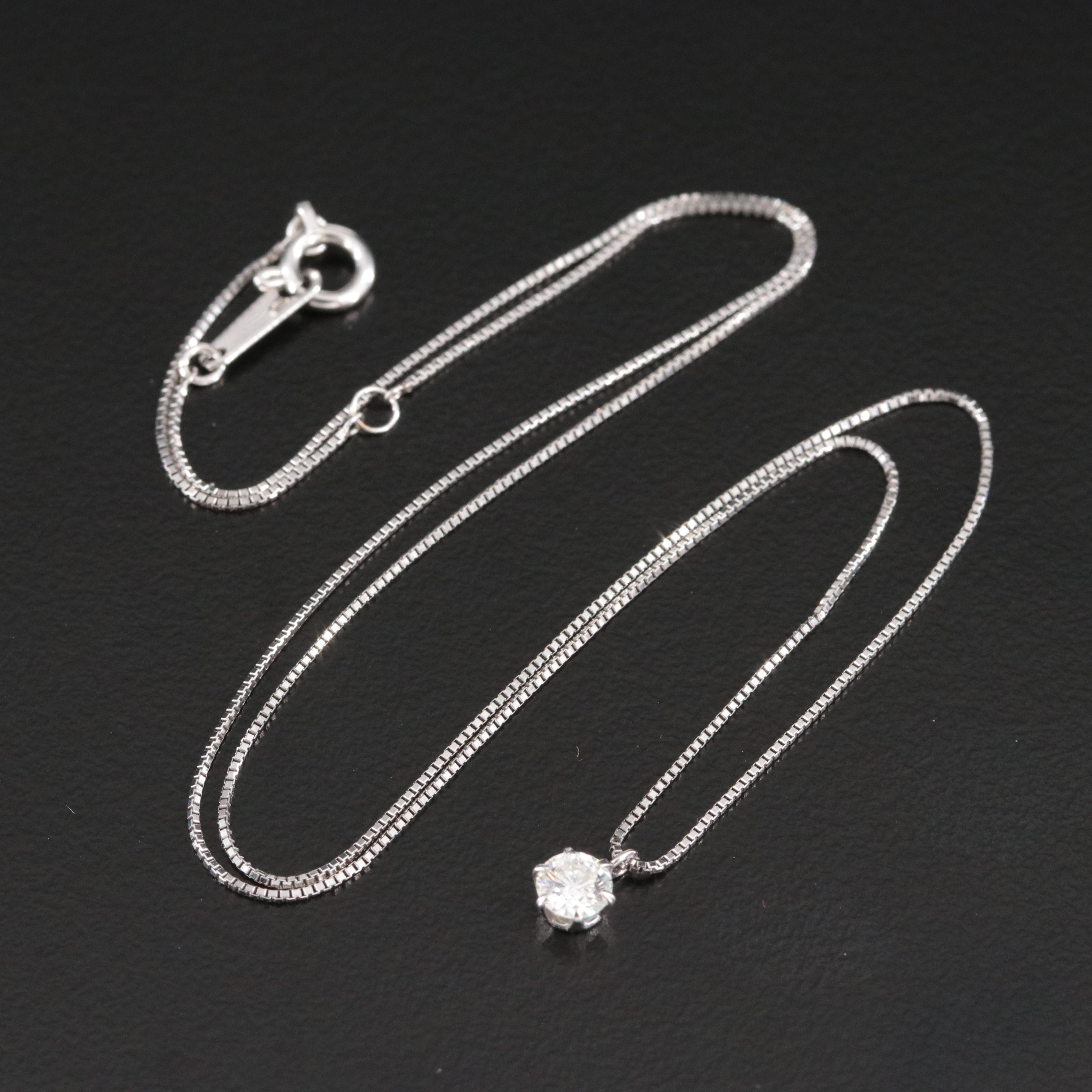 Platinum 0.20 CT Diamond Pendant Necklace