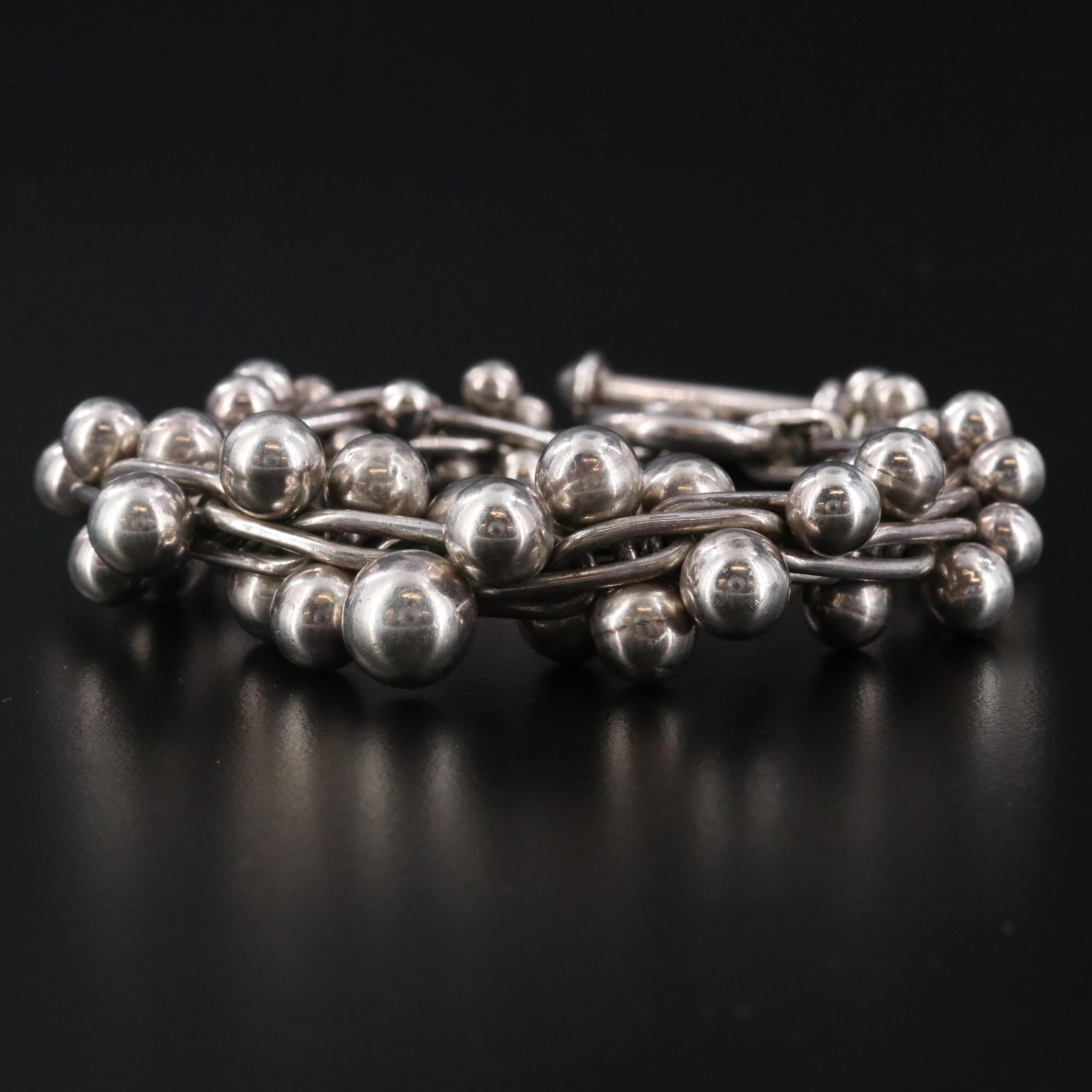 Vintage Sterling Graduated Bead Link Bracelet