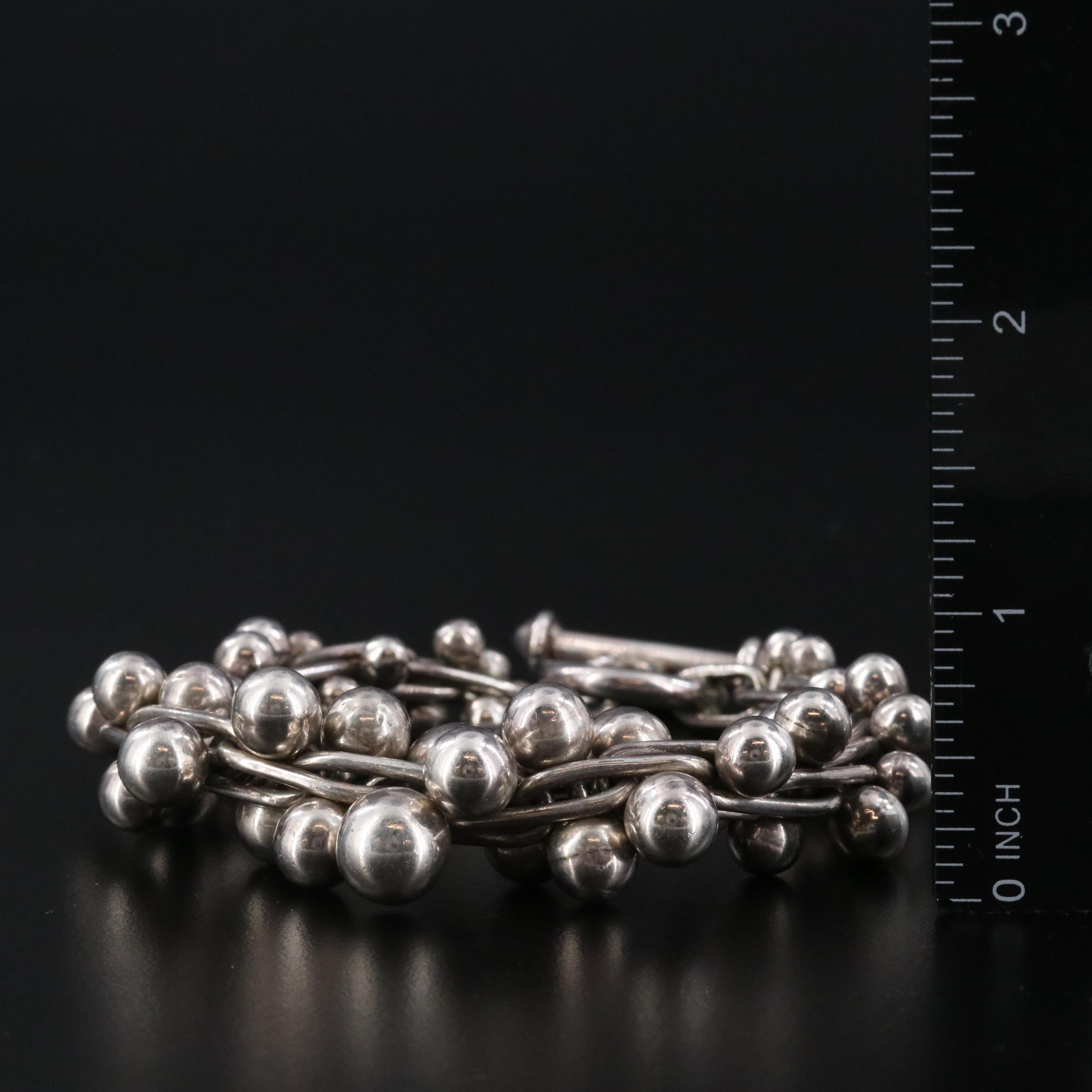 Vintage Sterling Graduated Bead Link Bracelet