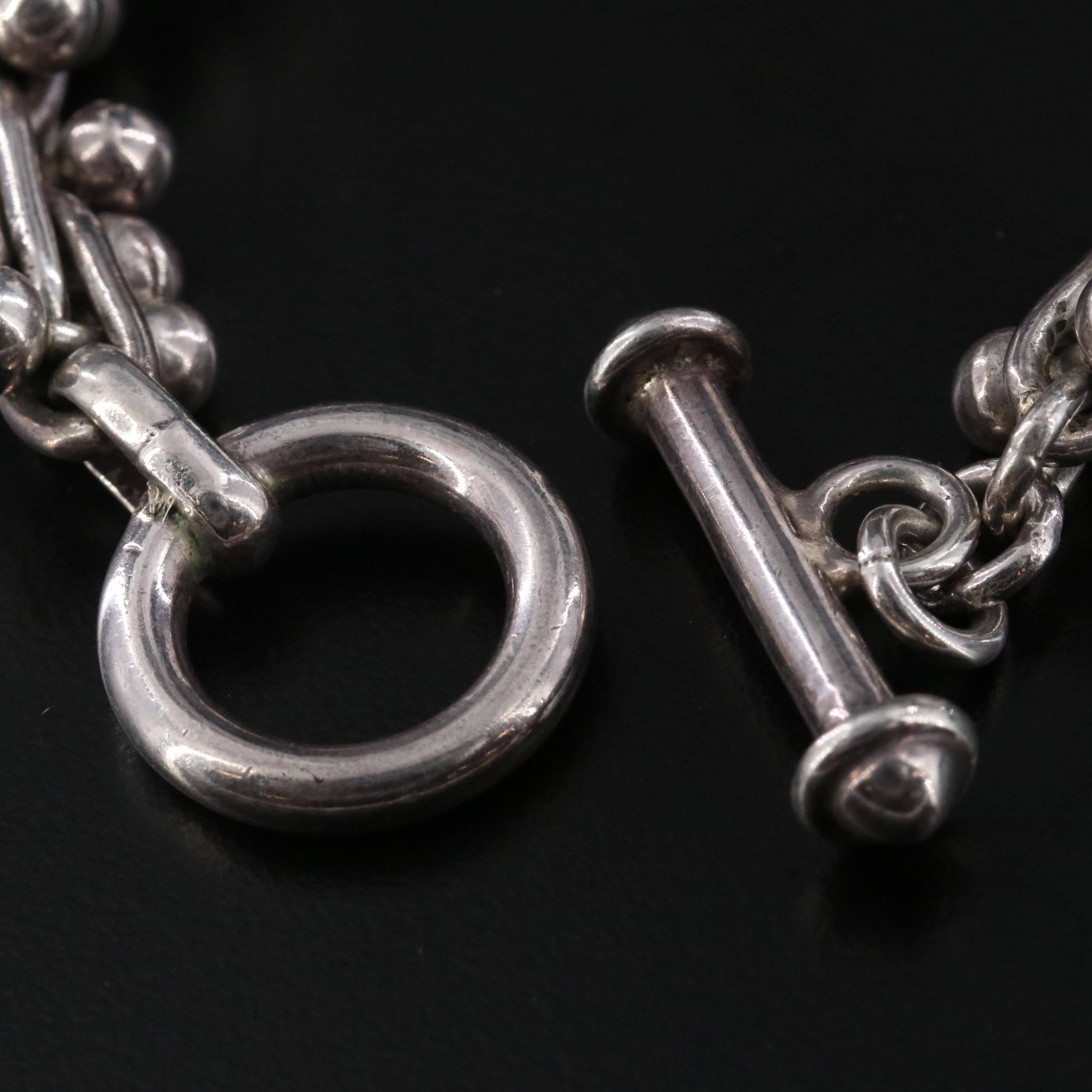 Vintage Sterling Graduated Bead Link Bracelet