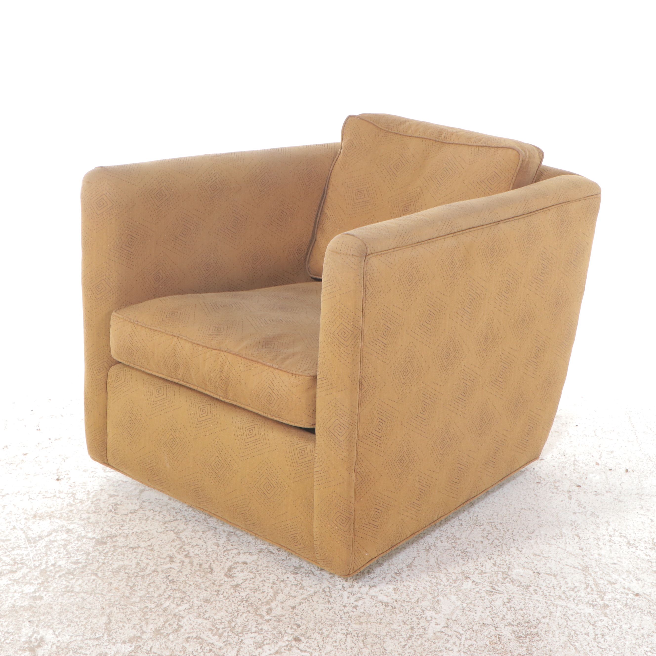 Pair of Thayer Coggin Upholstered Swivel Lounge Chairs, Mid to Late 20th Century