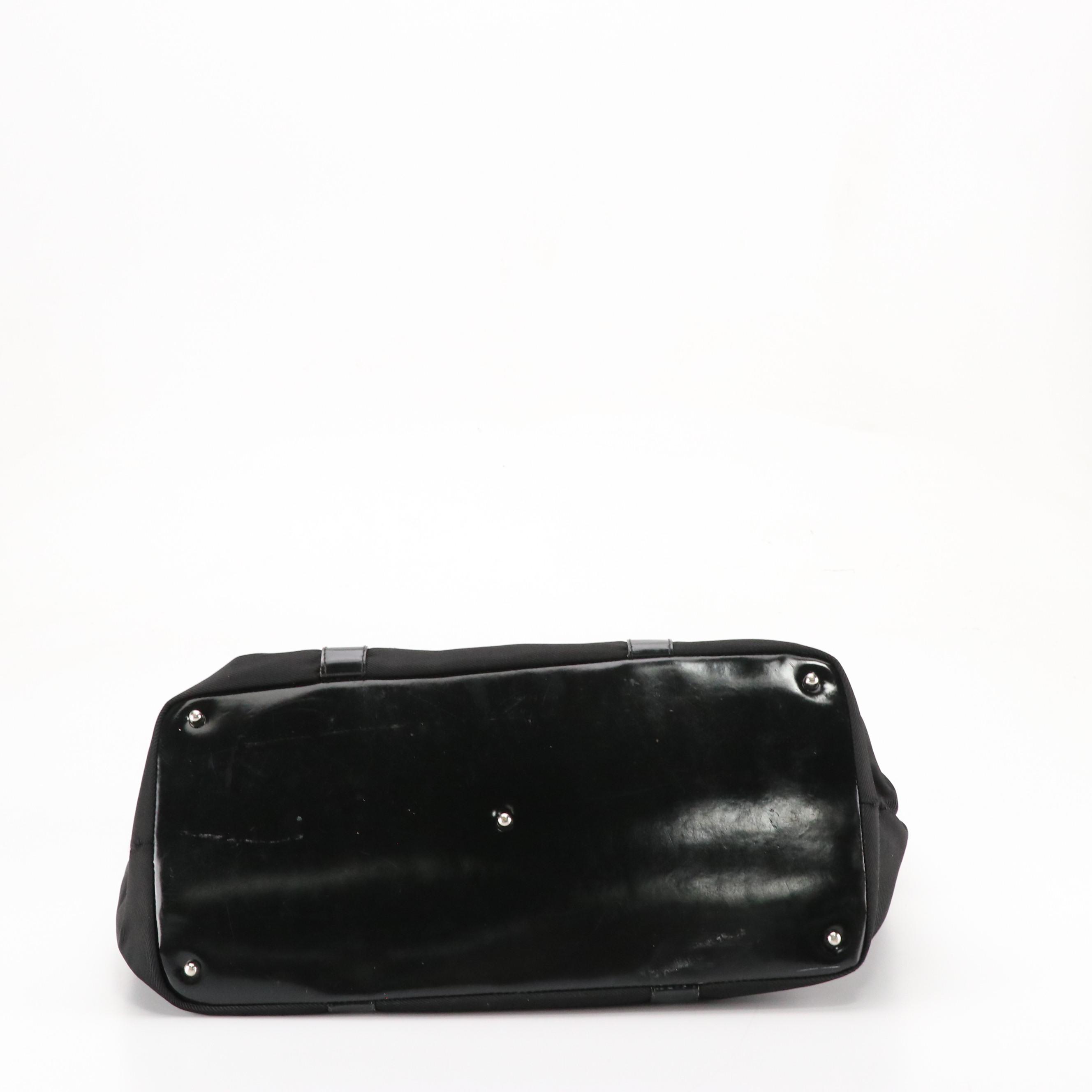 Gucci Bamboo Handle Large Zip Tote in Black Jacquard Canvas and Patent Leather