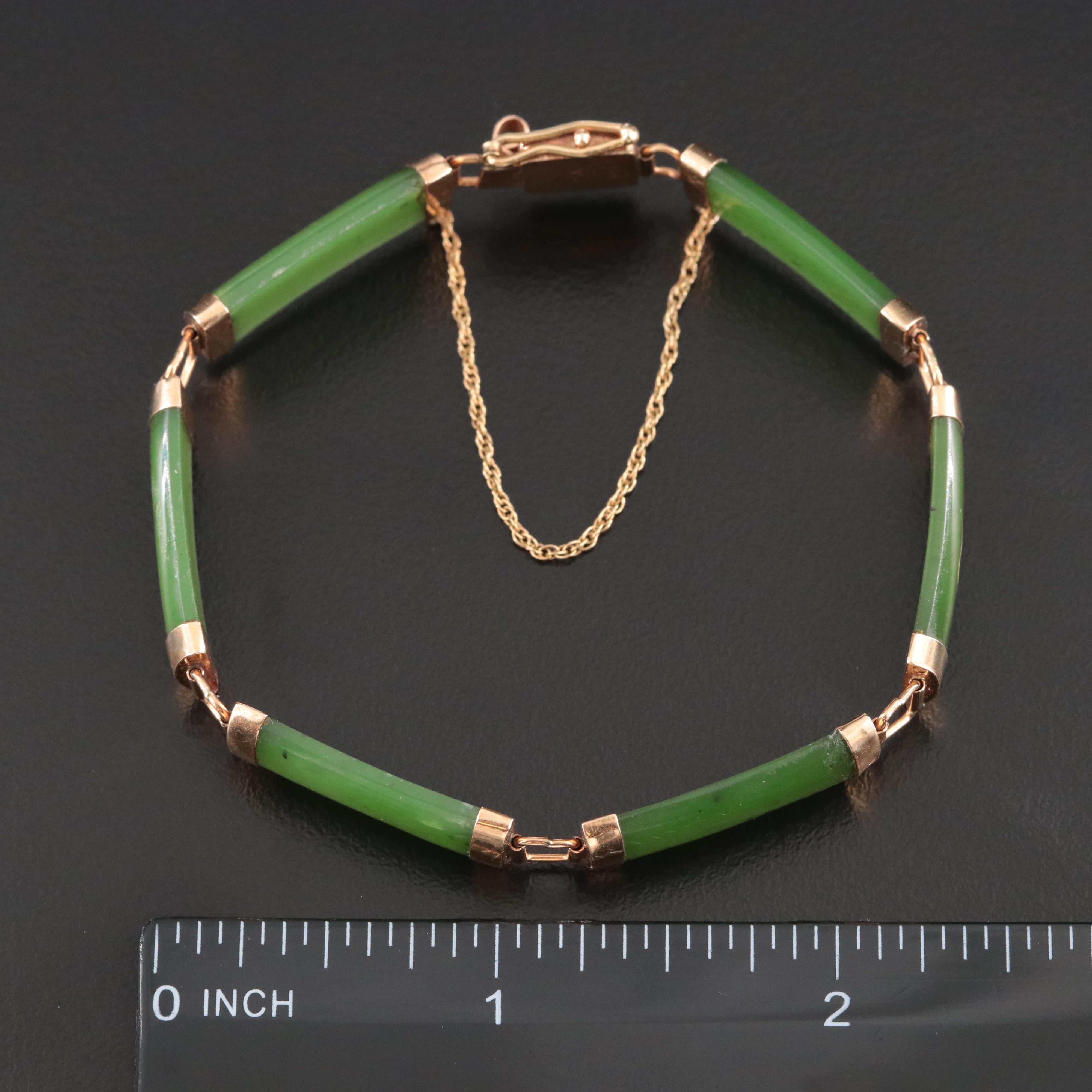 14K Nephrite Panel Bracelet