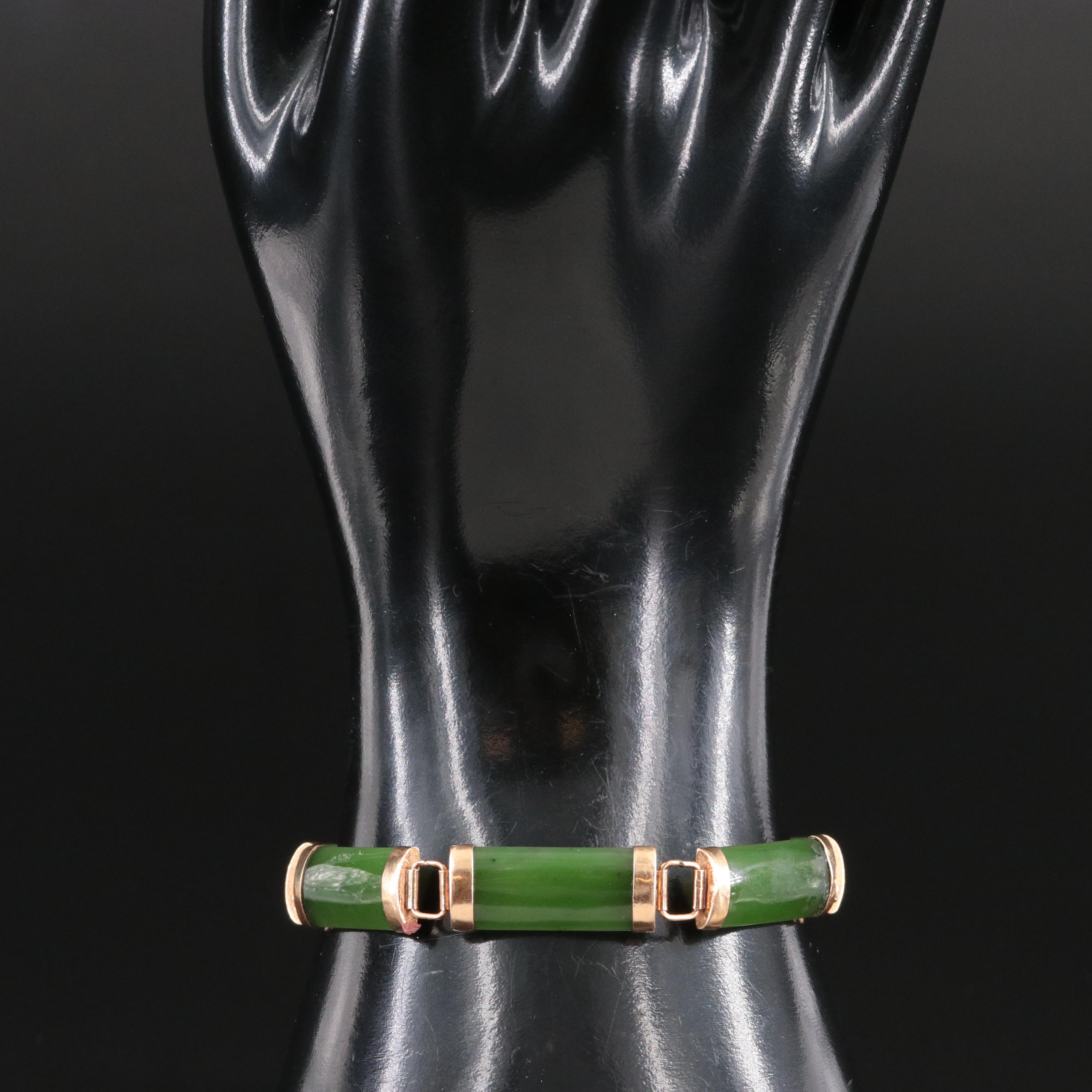 14K Nephrite Panel Bracelet