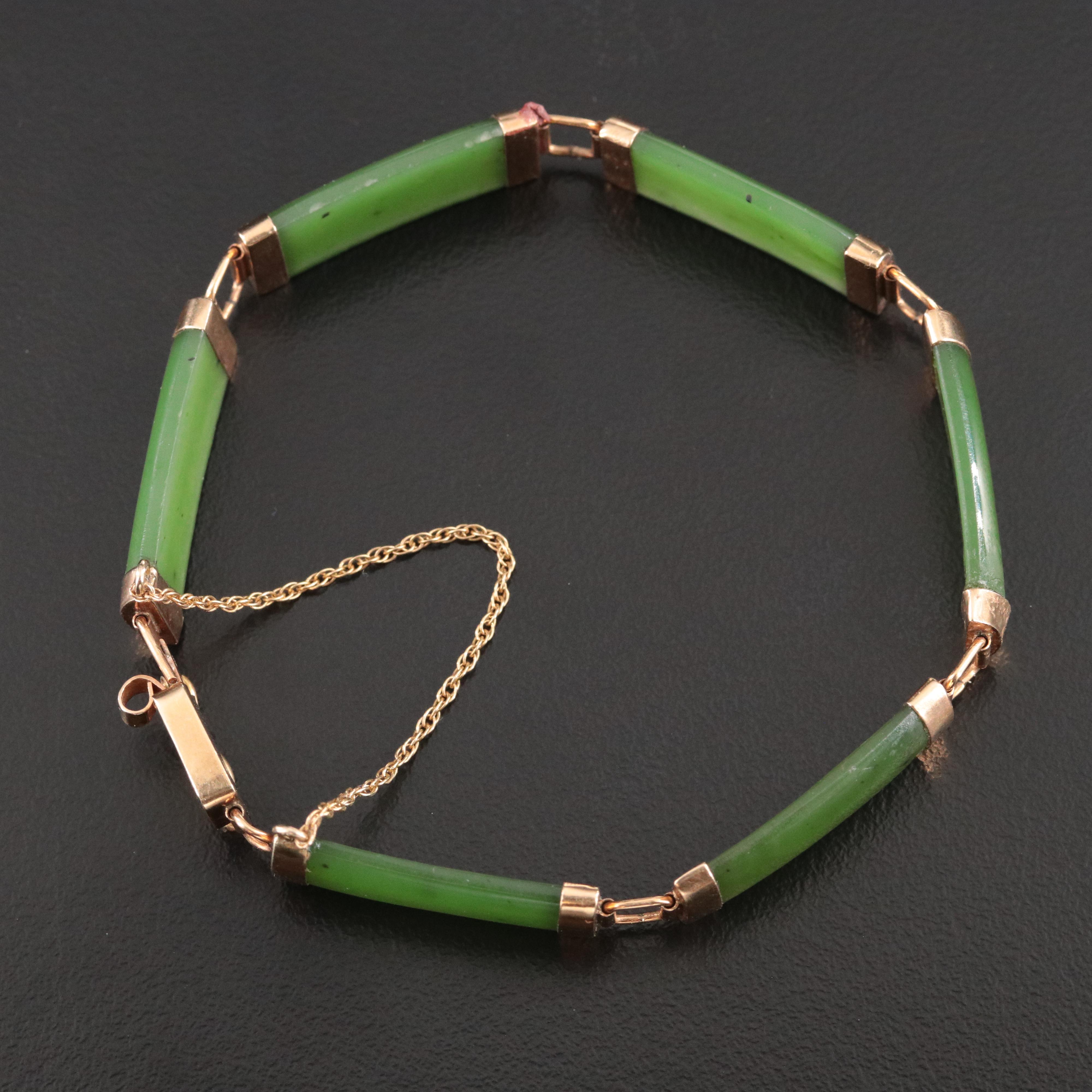 14K Nephrite Panel Bracelet