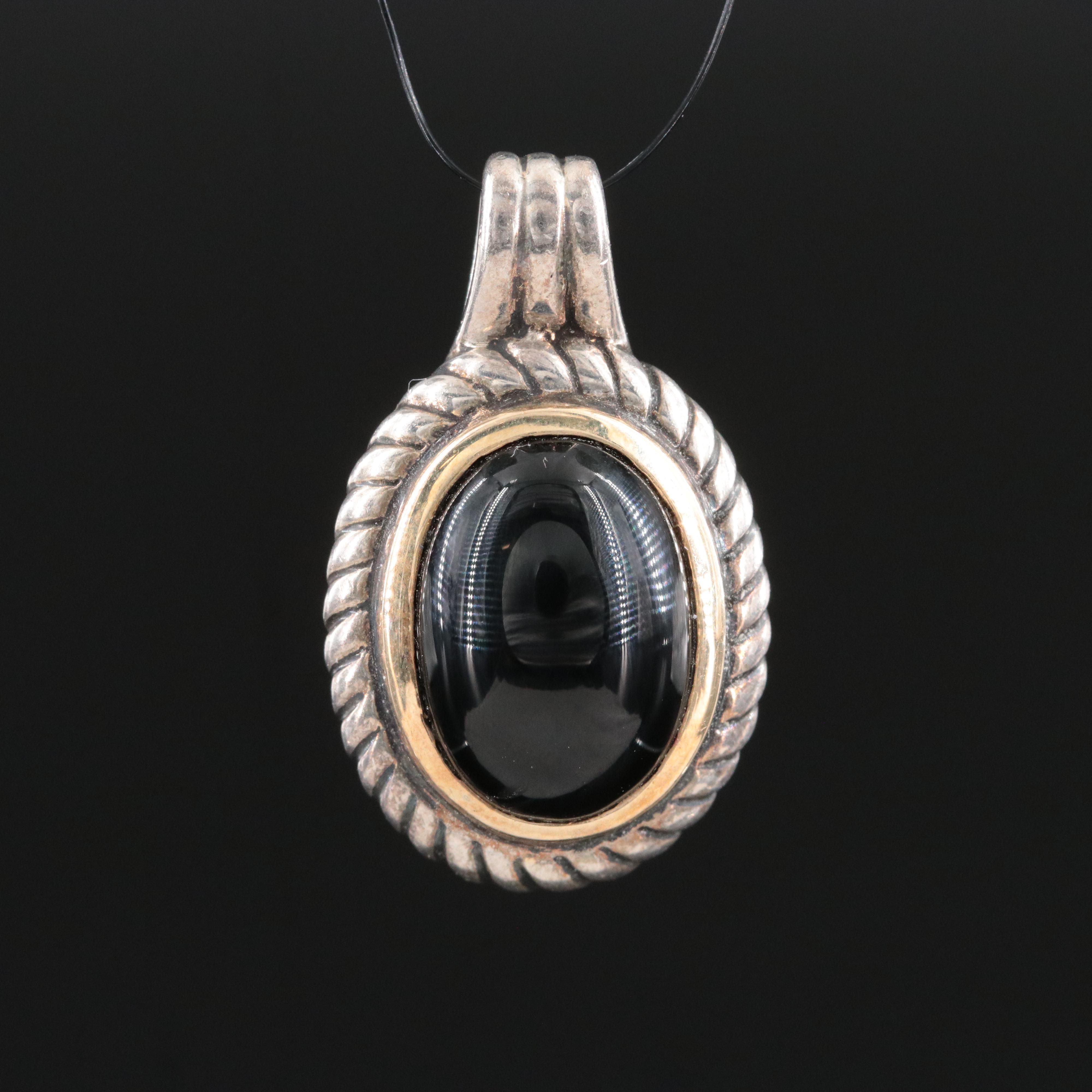 Lorenzo Sterling Black Onyx Pendant with 18K Accent