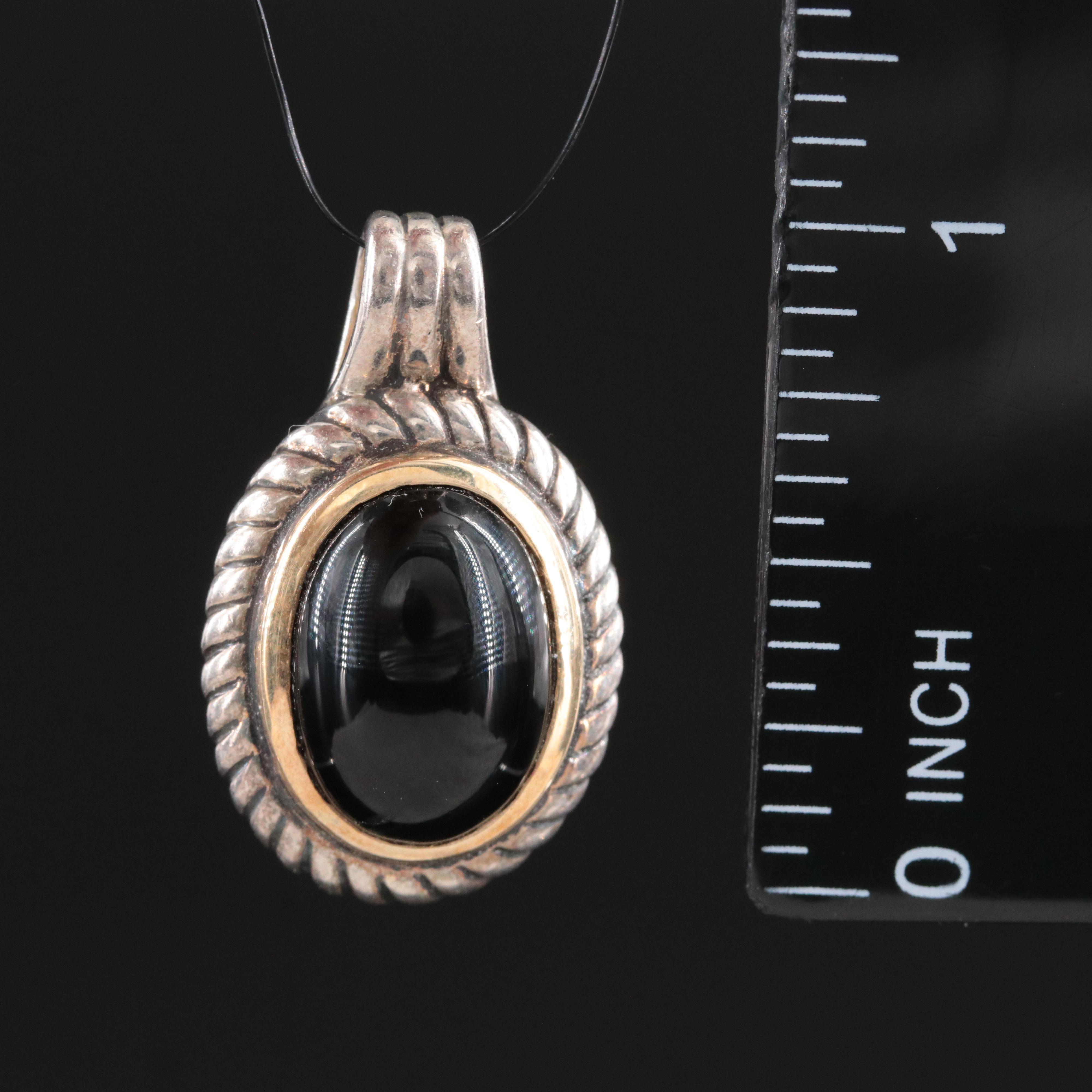 Lorenzo Sterling Black Onyx Pendant with 18K Accent