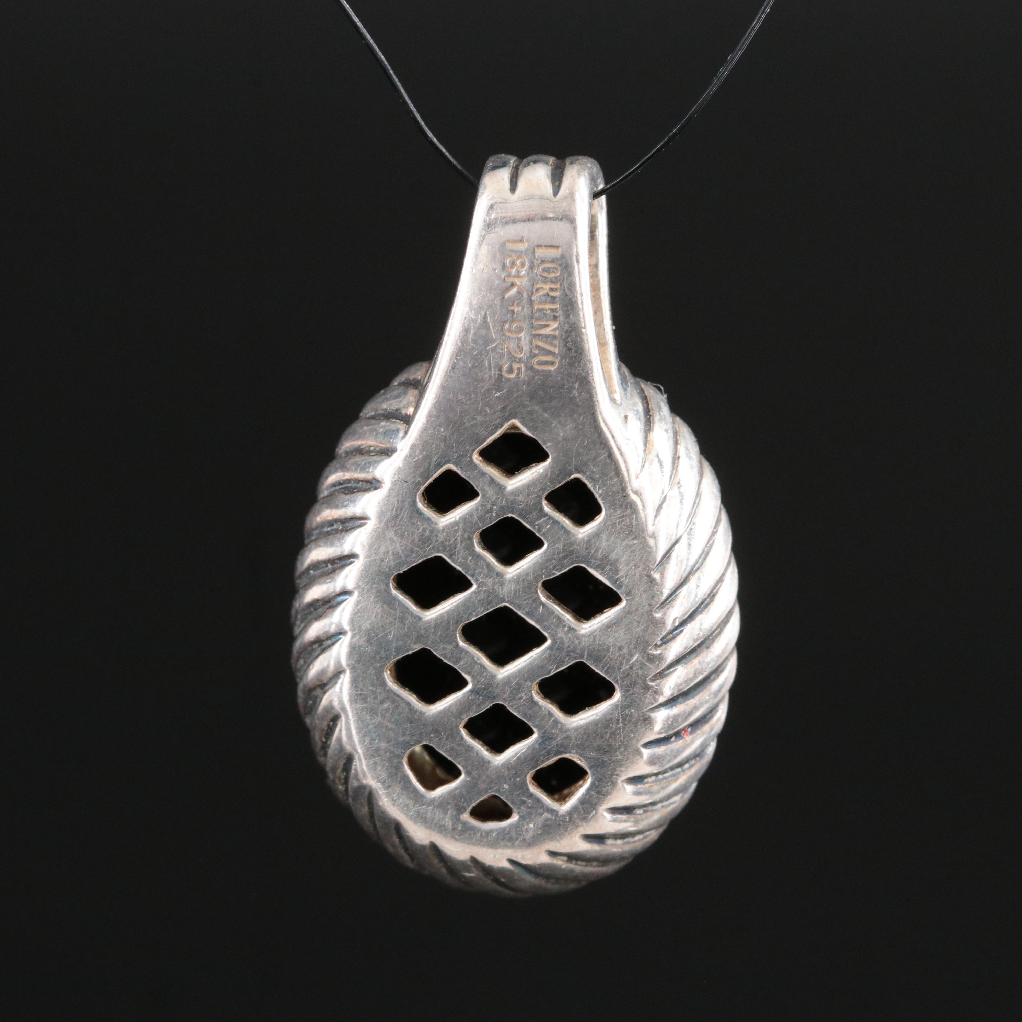 Lorenzo Sterling Black Onyx Pendant with 18K Accent
