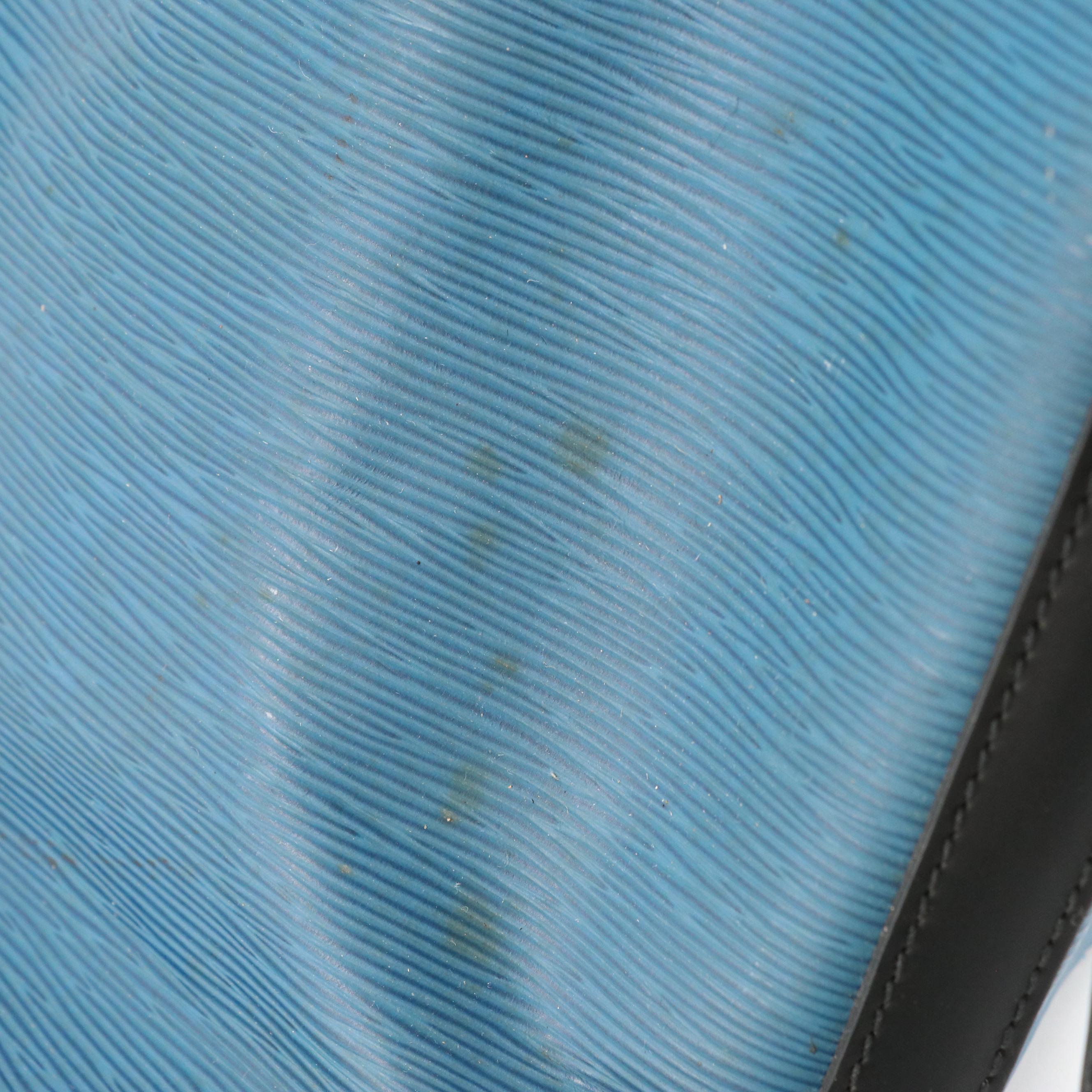 Louis Vuitton Petit Noé Drawstring Bucket Bag in Toledo Blue Epi & Black Leather