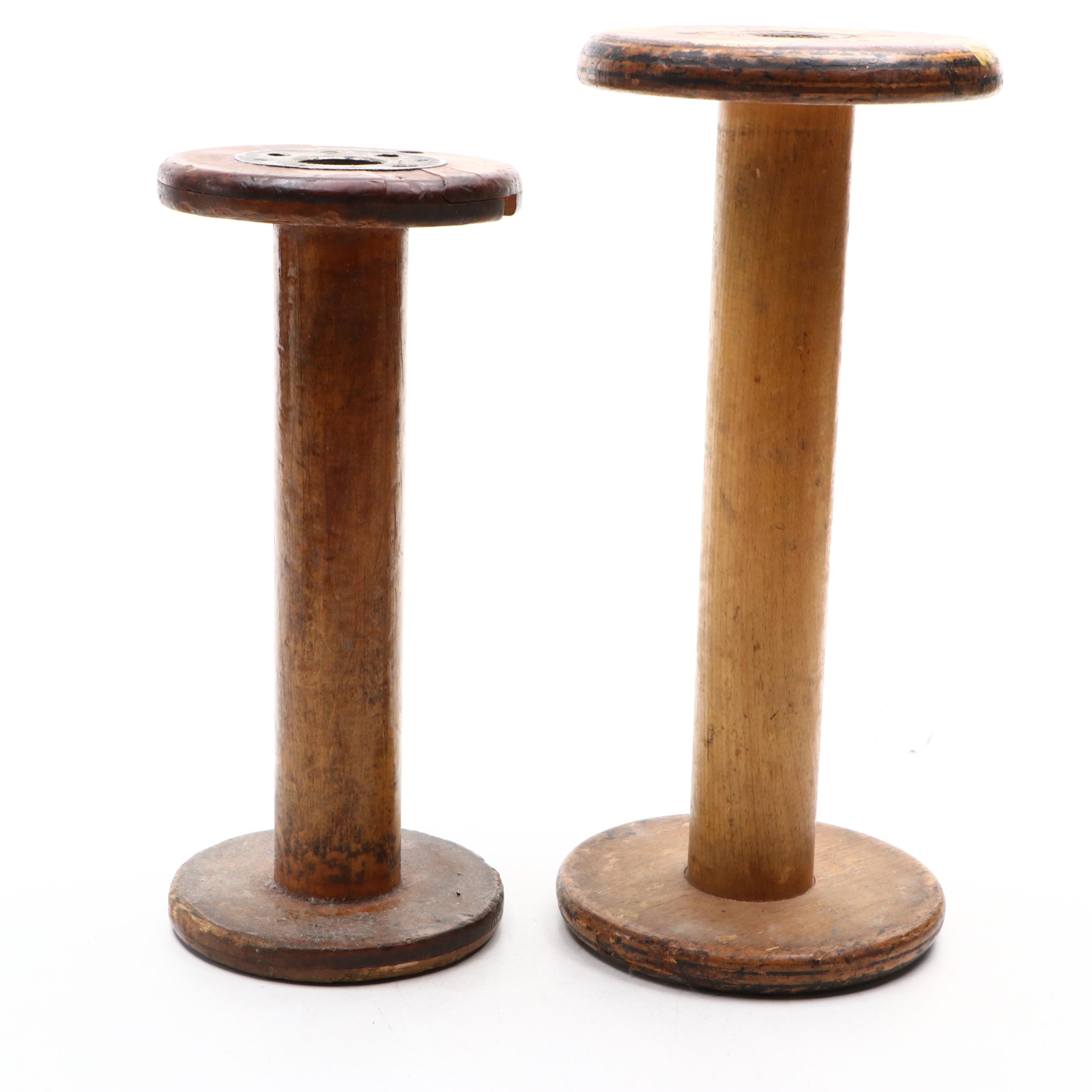 Industrial Bobbins with Other Wooden Décor, Late 19th/Early 20th Century