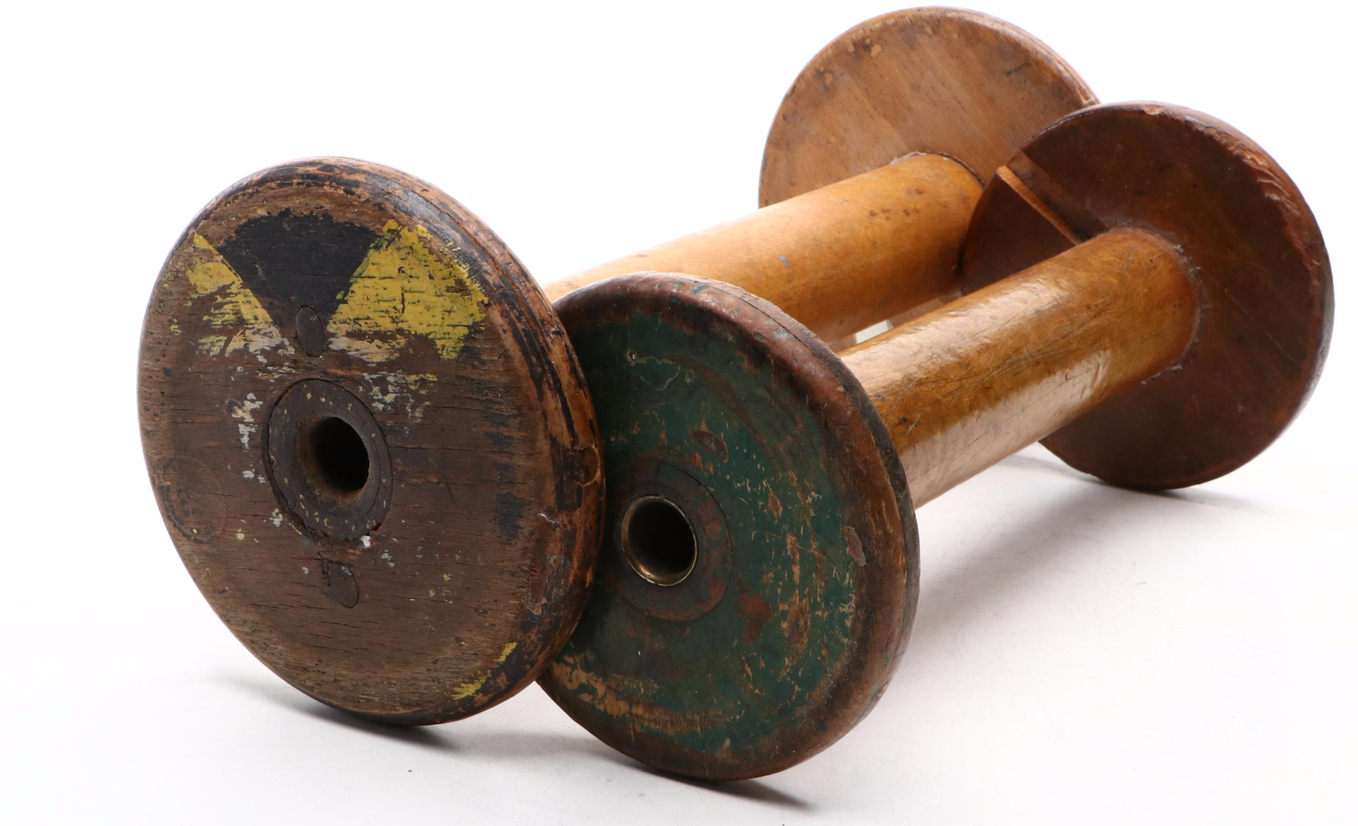 Industrial Bobbins with Other Wooden Décor, Late 19th/Early 20th Century