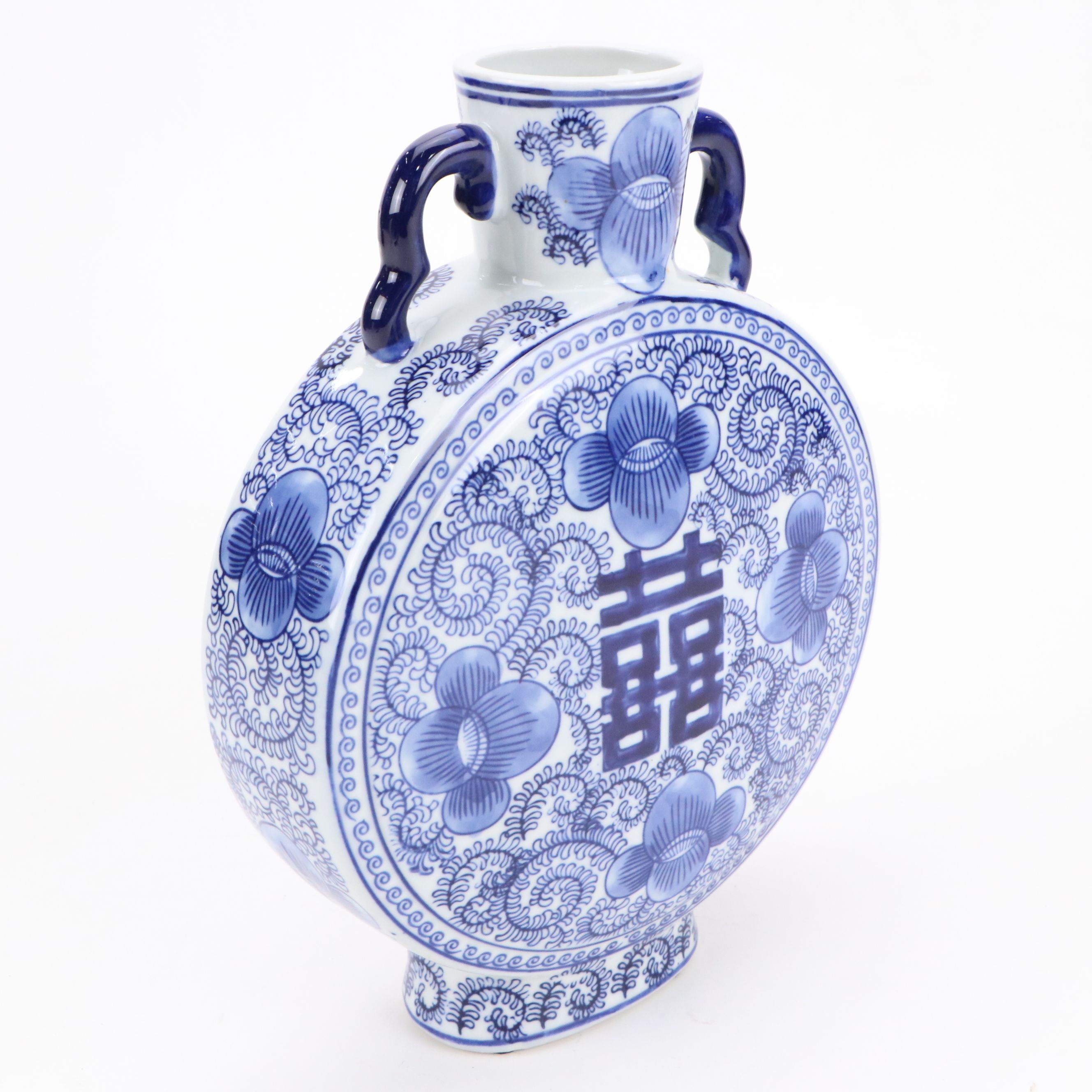 Blue and White Ceramic Double Happiness Chinese Ginger Jar and Vases