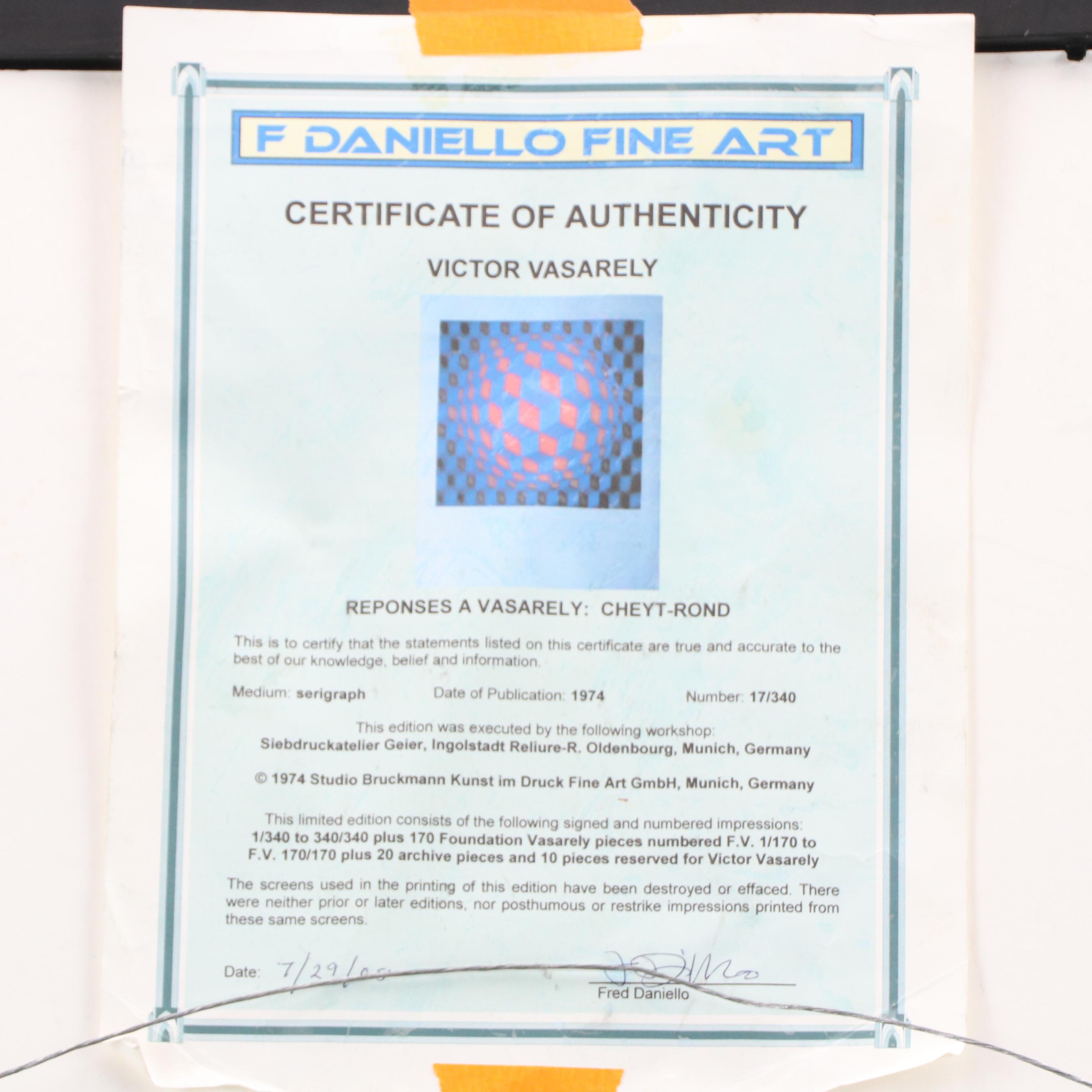 Victor Vasarely Serigraph "Cheyt-Rond," 1974