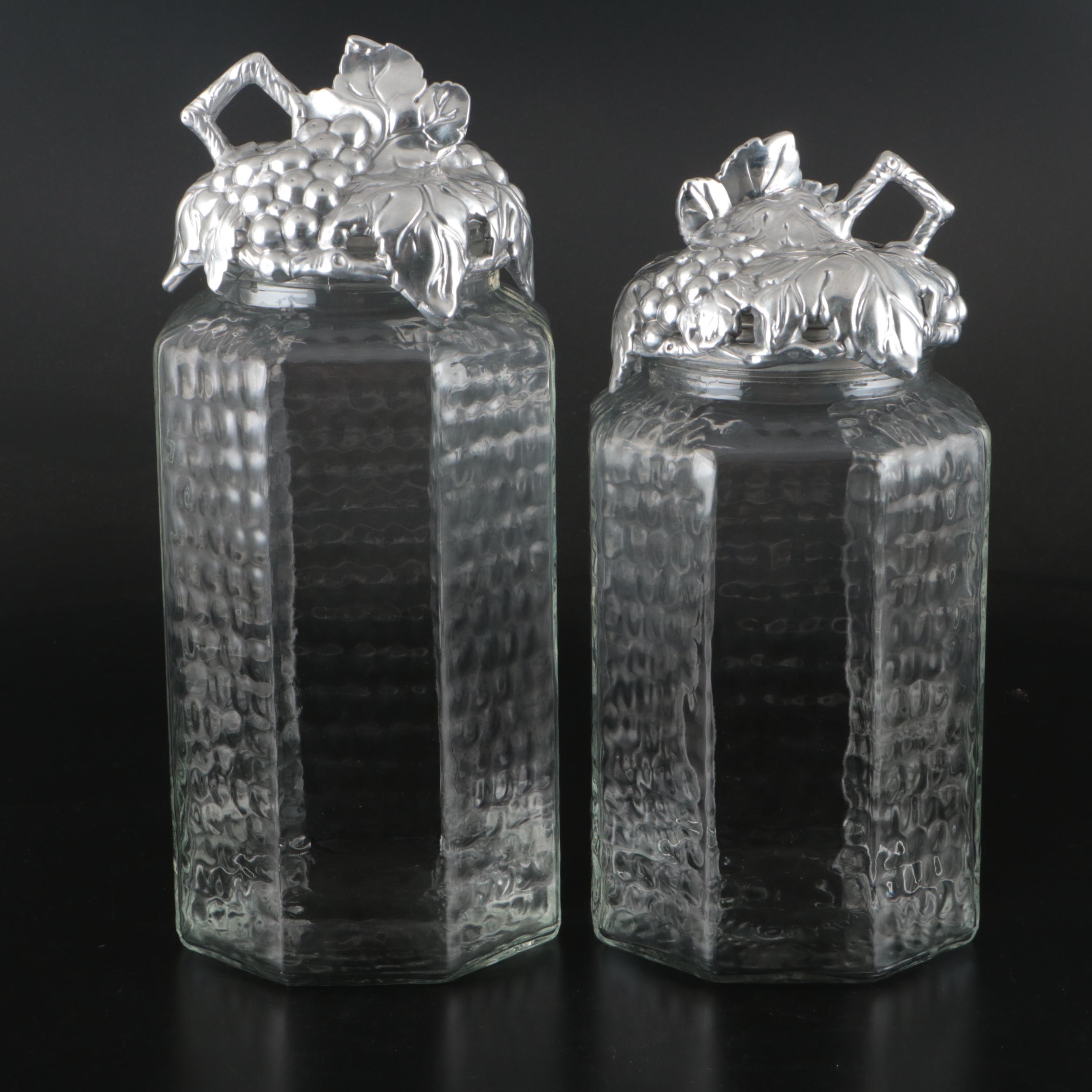 Arthur Court Metal Grapevine and Glass Food Storage Set, Early 21st C.